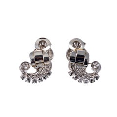 Mid Century Platinum Gold 4.50ctw Diamond Earrings