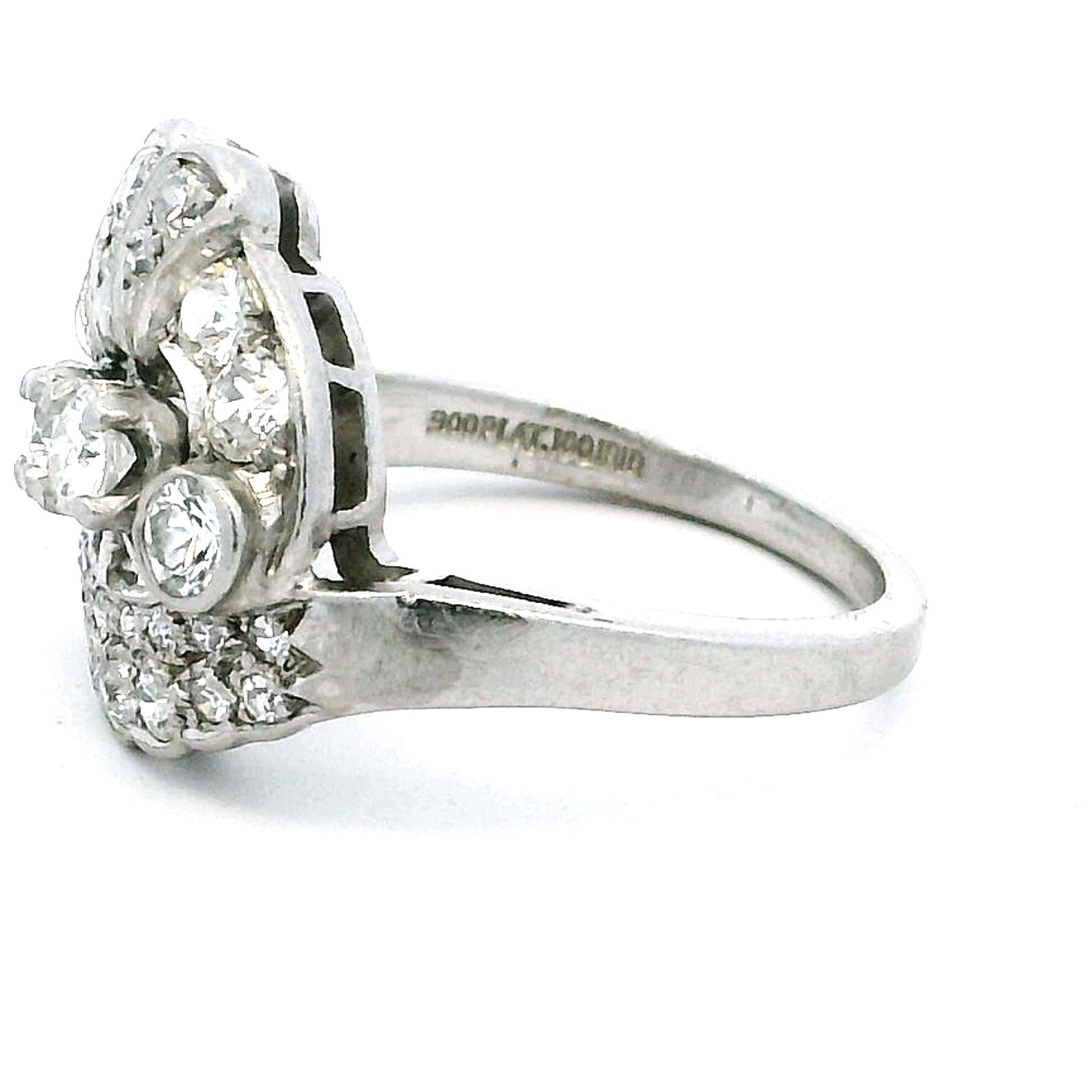 Anello spray in platino, onice e diamanti di metà secolo, attribuito a Frederick Fink in vendita 5