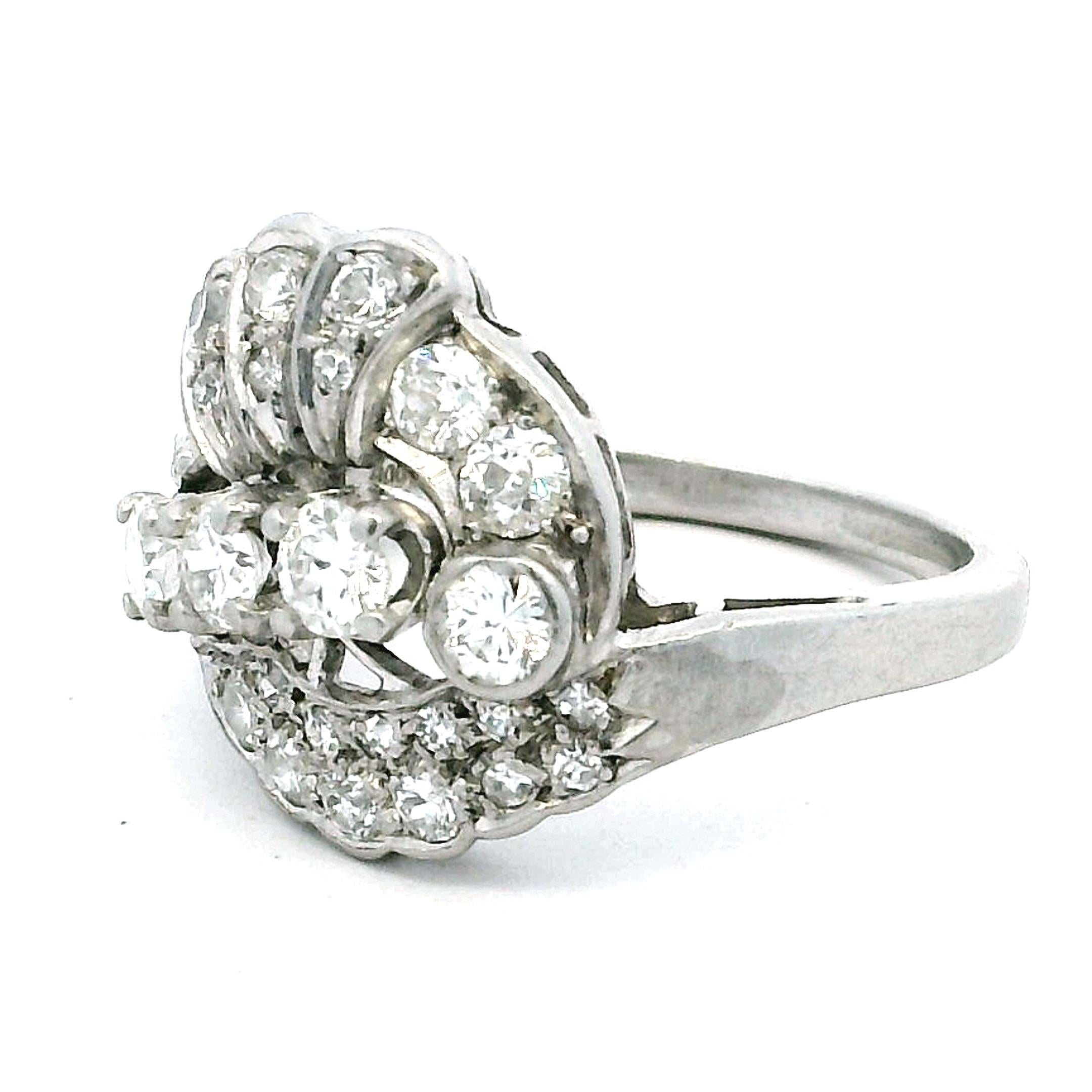 Anello spray in platino, onice e diamanti di metà secolo, attribuito a Frederick Fink in vendita 6