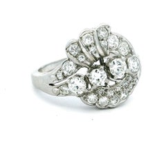 1940s Mid-Century Platinum Diamond Spray Ring, Attributed to Frederick Fink