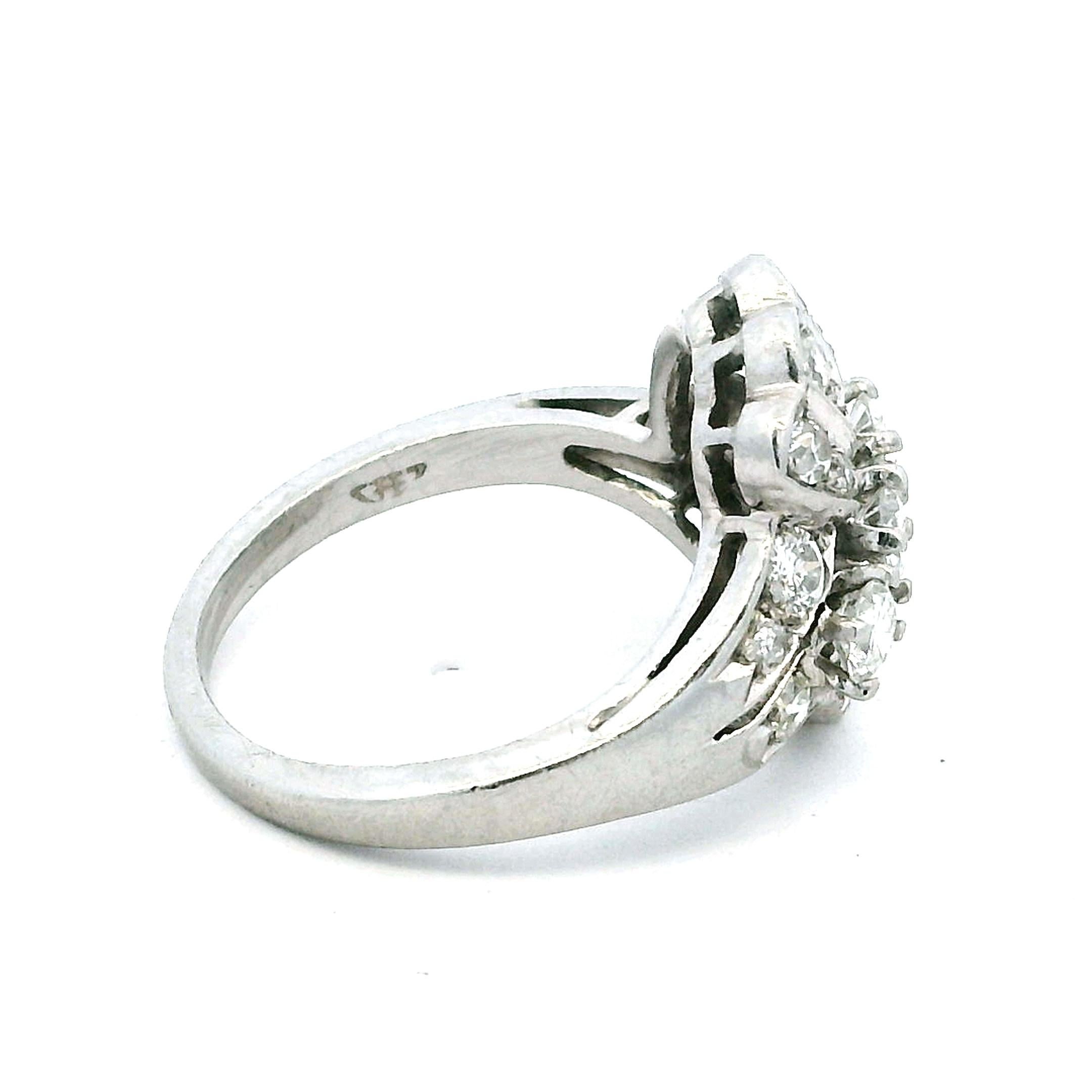 da uomo o donna Anello spray in platino, onice e diamanti di metà secolo, attribuito a Frederick Fink in vendita