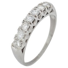 Mid Century Platinum Wedding Band with Round Brilliant Diamonds, 1950
