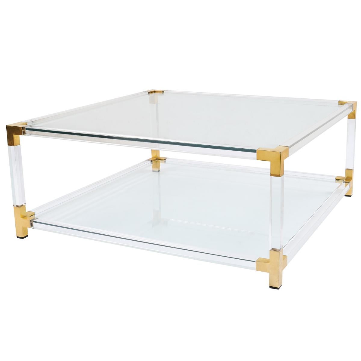 We spotted this stylish midcentury coffee table in Belgium. Made of plexiglass and brass, this versatile piece is barely there, but adds an unexpected element of glamor, especially in a traditional interior.
