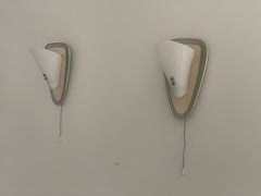 Mid-century Plexiglass and Green/Gold Metal Pair of Sconces, 1950s, Germany