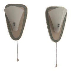 Paire d'appliques du milieu du siècle en plexiglas et métal vert/or, années 1950, Allemagne