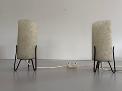 Mid-Century Plexiglass Head Metal Tripod Base Pair of Desk Lamps, 1960s, Germany