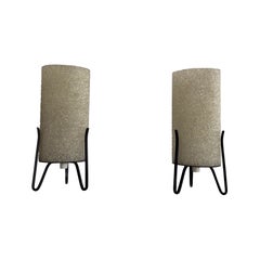 Mid-Century Plexiglass Head Metal Tripod Base Pair of Desk Lamps, 1960s, Germany