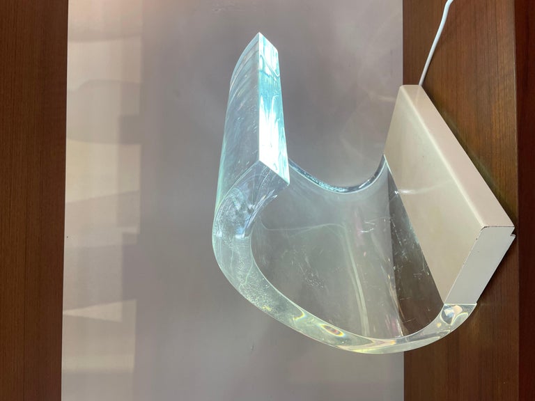 Mid-Century Plexiglass White Table Lamp Model ''Acrilica