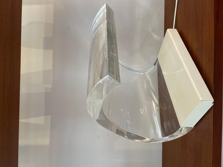 Mid-Century Plexiglass White Table Lamp Model ''Acrilica