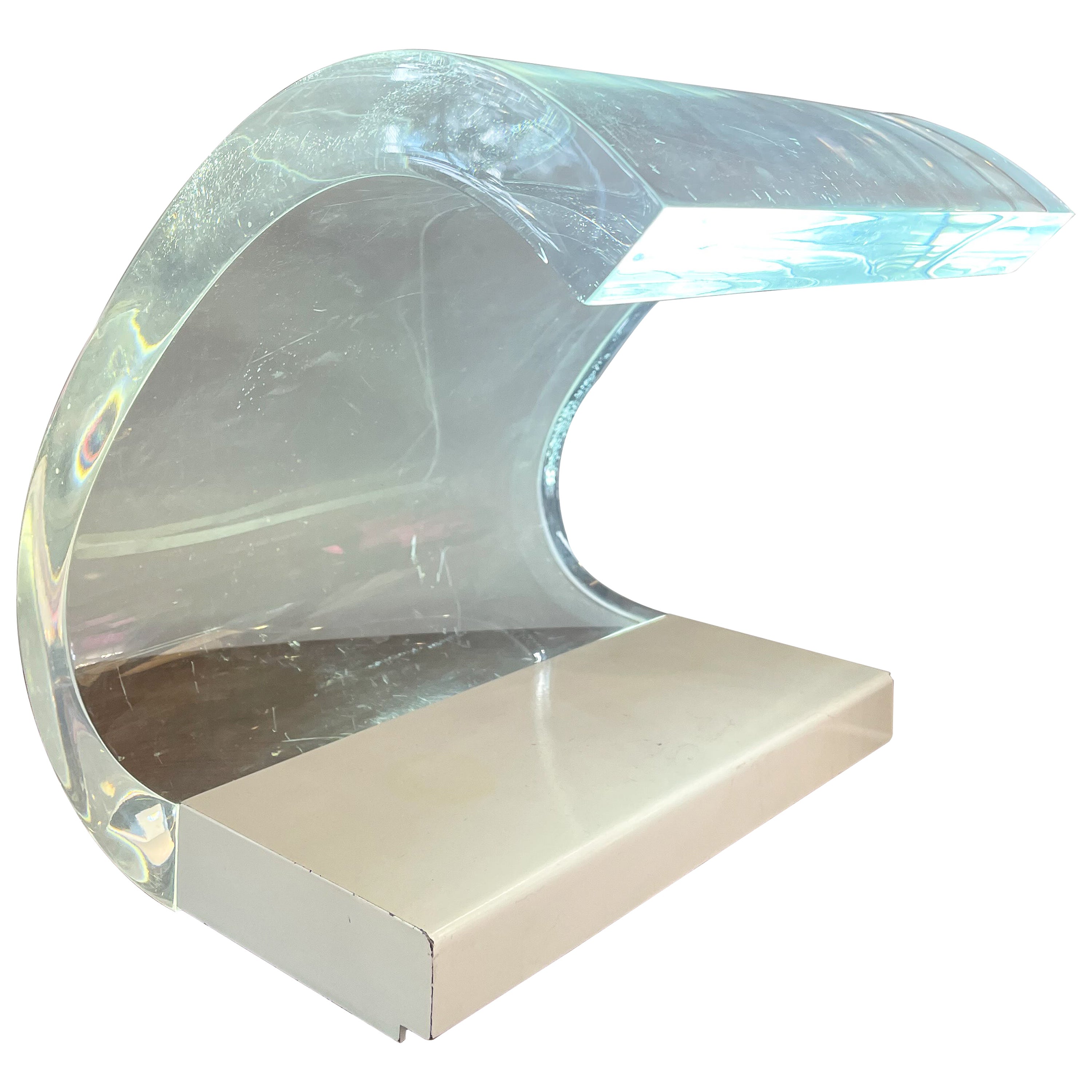 Mid-Century-Tischlampe aus weißem Plexiglas Modell „Acrilica“" von Joe Colombo, Italien