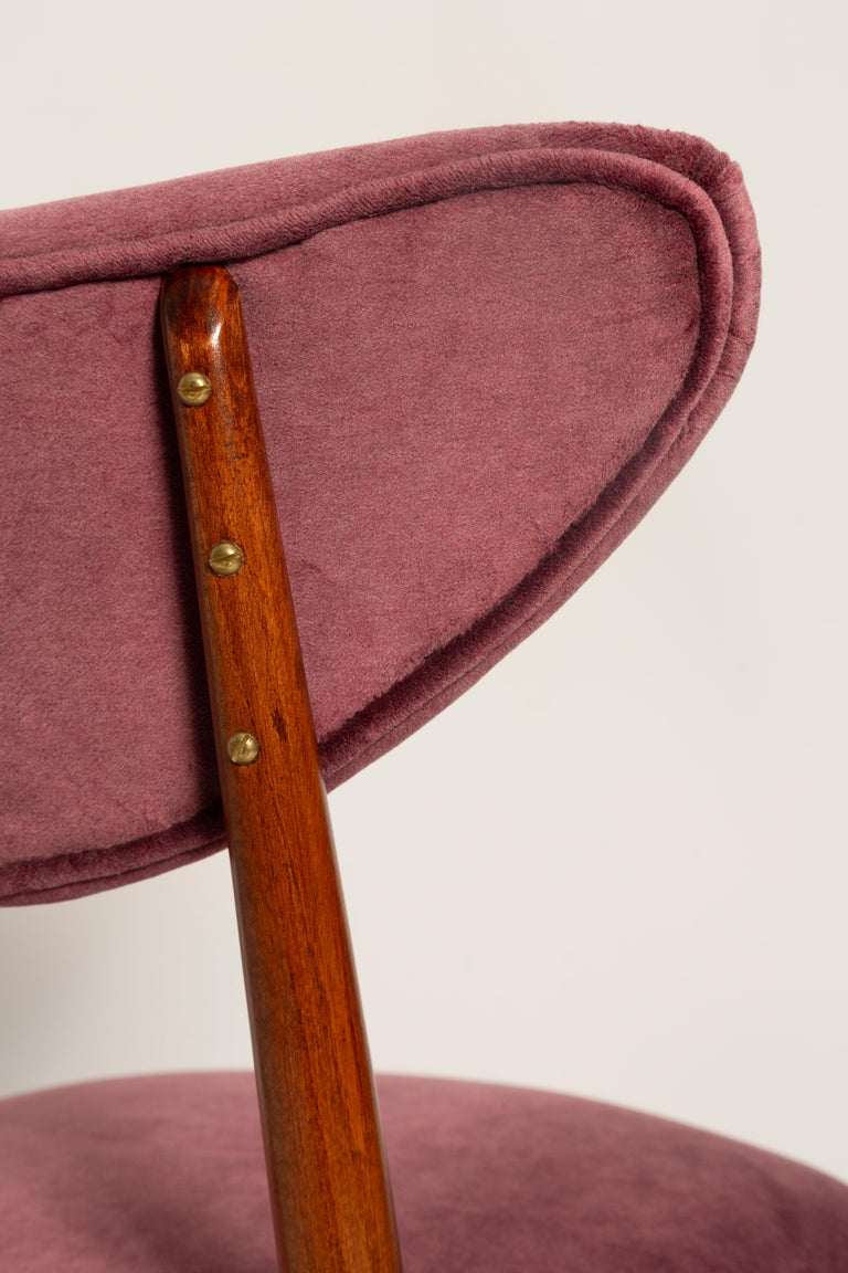 Midcentury Plum Violet Velvet Heart Chair, Europe, 1960s For Sale at