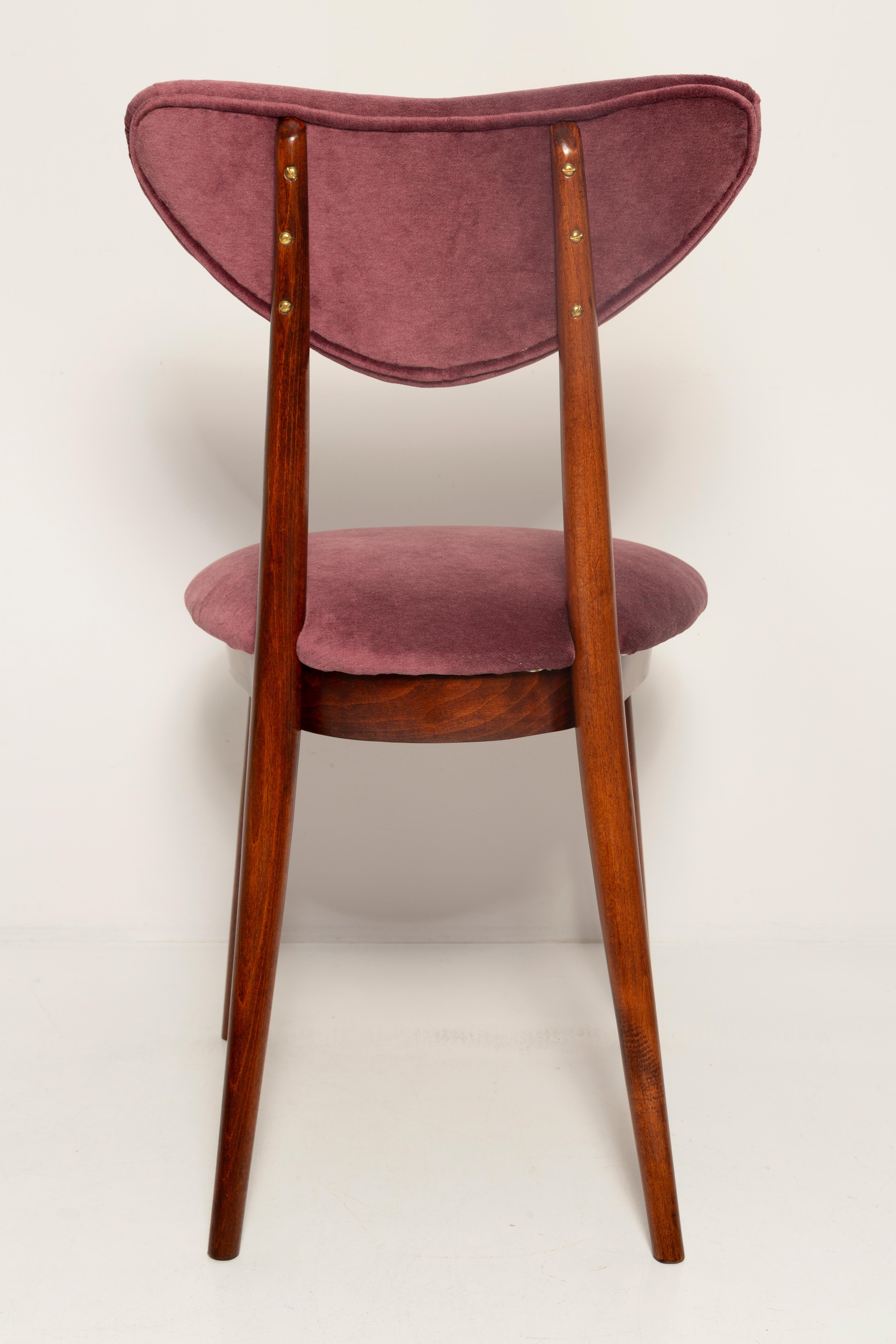 Midcentury Plum Violet Velvet Heart Chair, Europe, 1960s For Sale 5