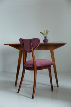 Midcentury Plum Violet Velvet Heart Chair, Europe, 1960s