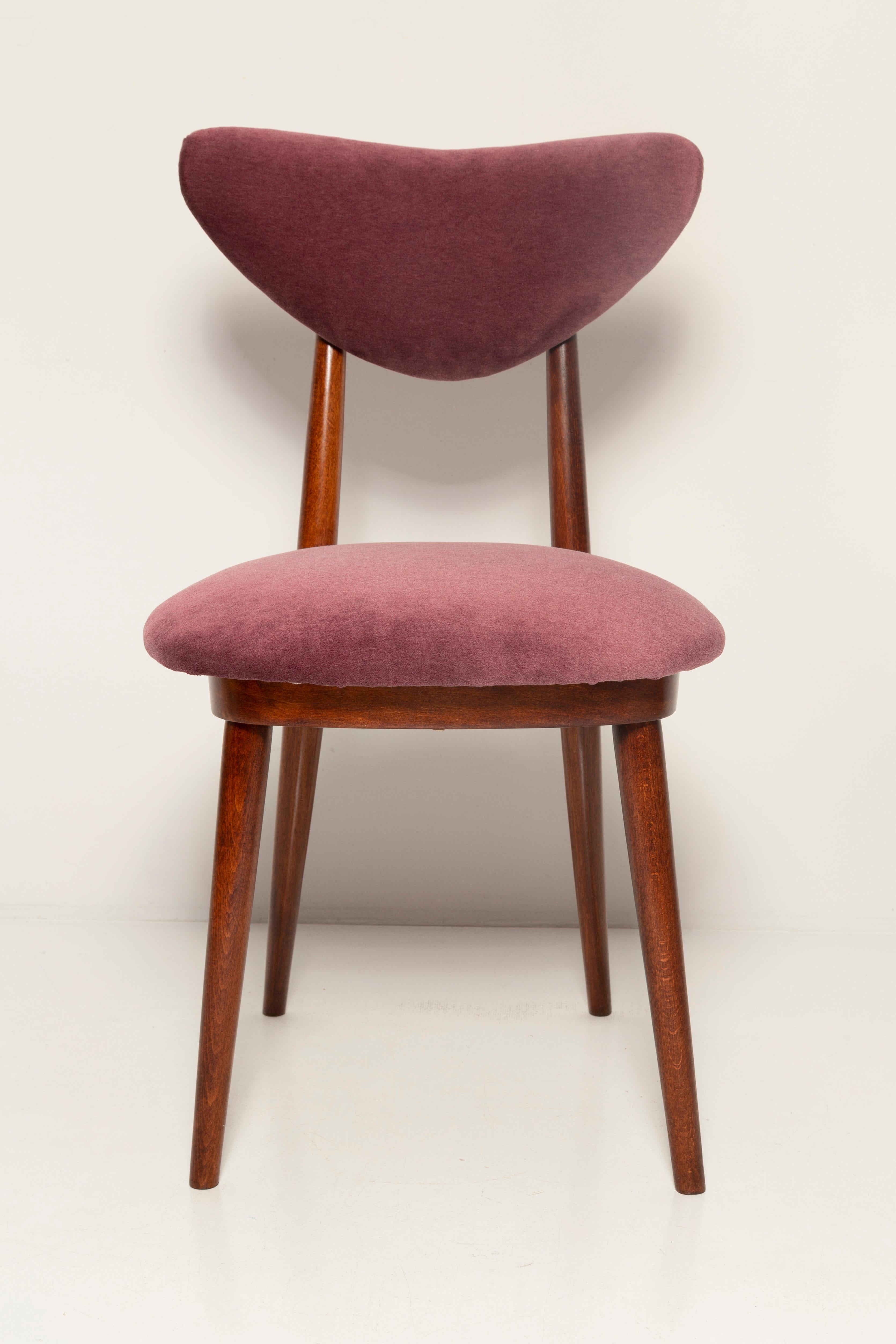 20th Century Midcentury Plum Violet Velvet Heart Chair, Europe, 1960s For Sale