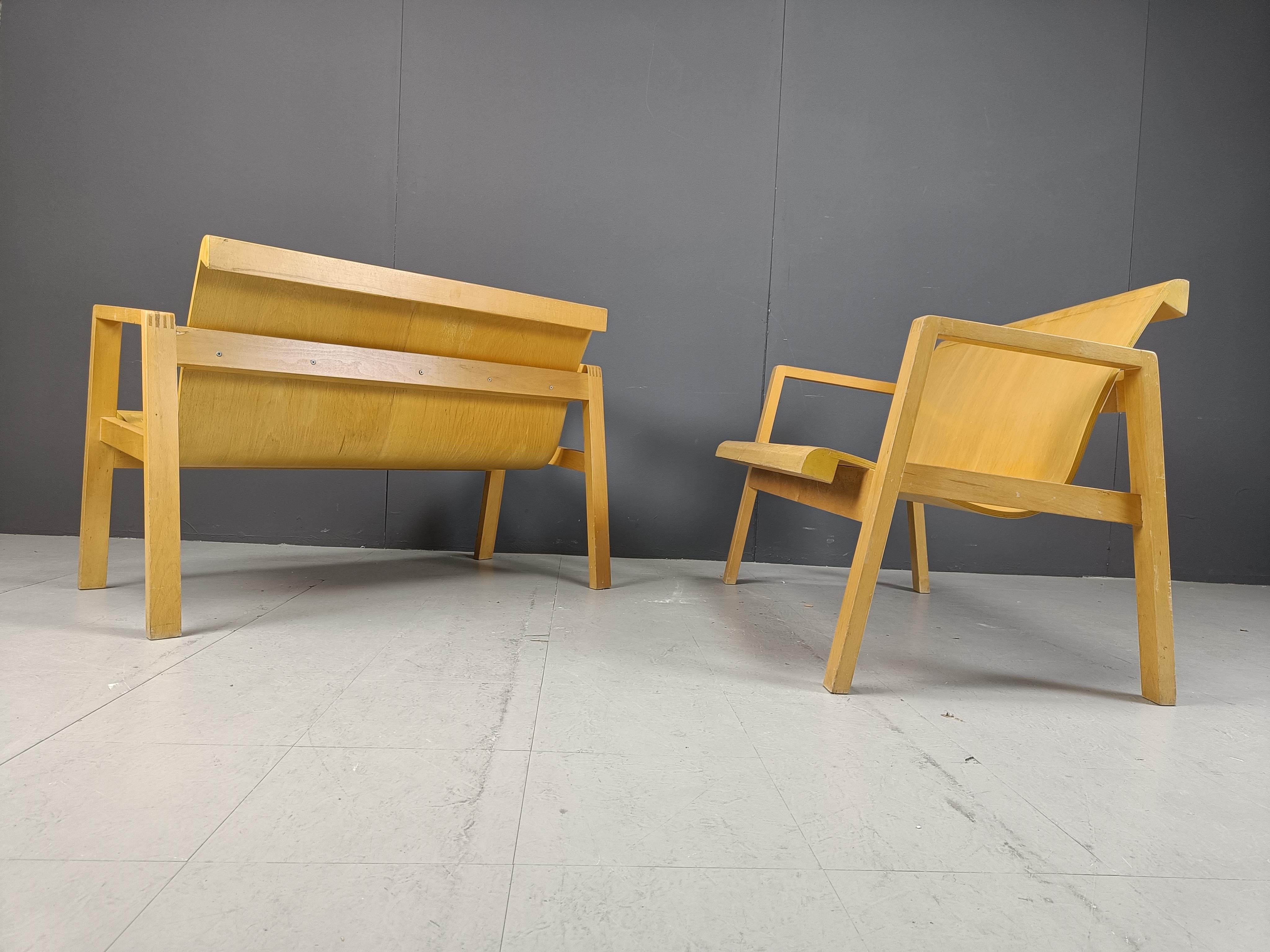 Sperrholzbänke aus der Mitte des Jahrhunderts in der Art von Alvar Aalto, 1960, 2er-Set im Angebot 5