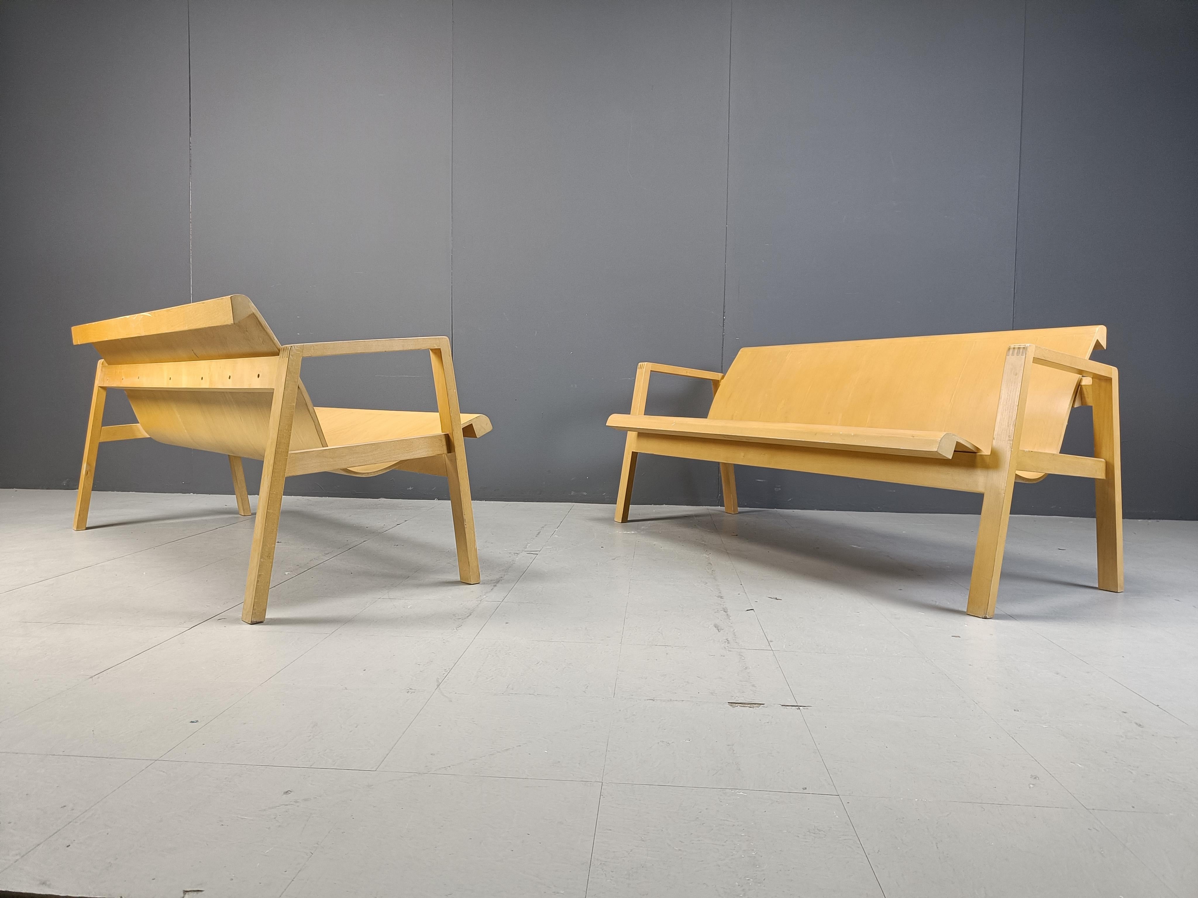 Sperrholzbänke aus der Mitte des Jahrhunderts in der Art von Alvar Aalto, 1960, 2er-Set im Angebot 2