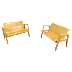 Mid century plywood benches in the manner of Alvar Aalto, 1960 - set of 2