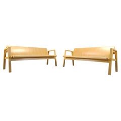 Mid century plywood benches in the manner of Alvar Aalto, 1960 - set of 2