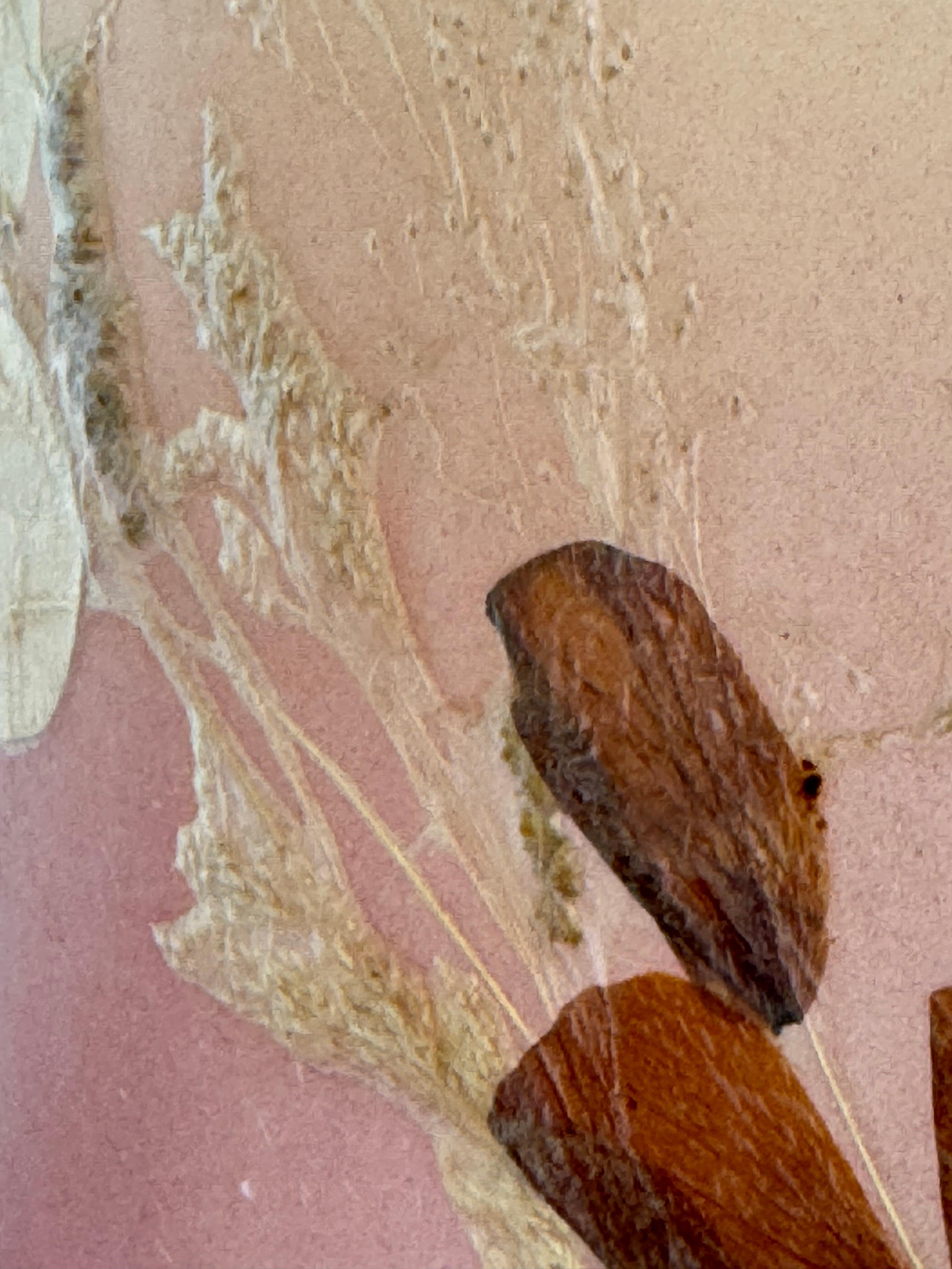 Lámpara de mesa de cerámica francesa poética de mediados de siglo con pantalla botánica original Años 60 en venta 1