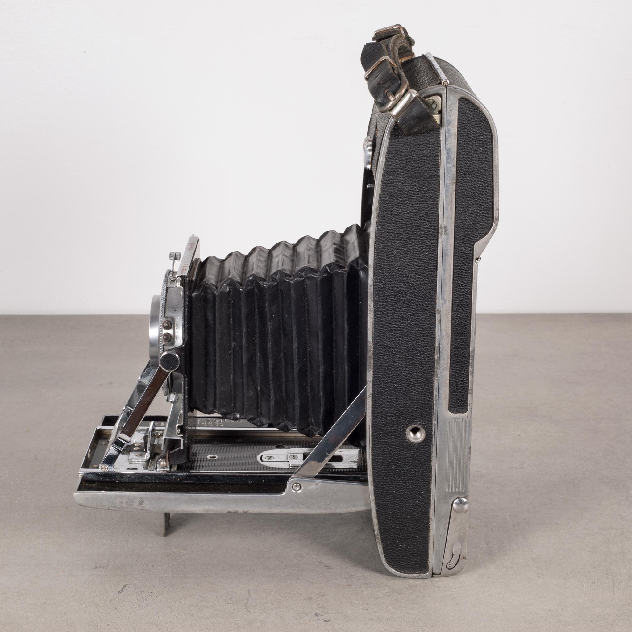 About:

This is an original Polaroid Pathfinder Land Camera Model 110. The camera is wrapped in leather with chrome accents and folds up easily to 2.25