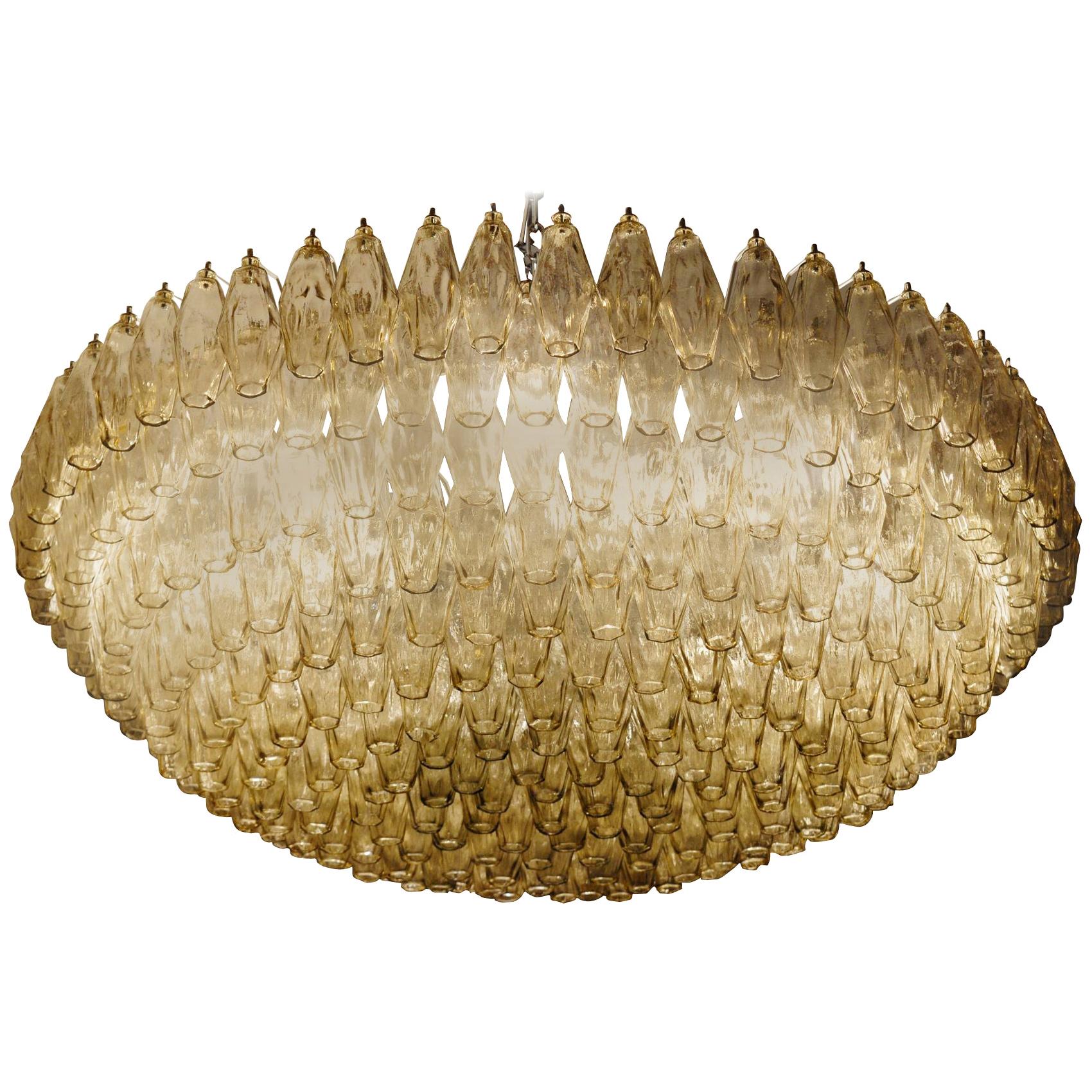 Mid-century Poliedri Chandelier, Murano, Unique Taupe Glass, 346 Elements