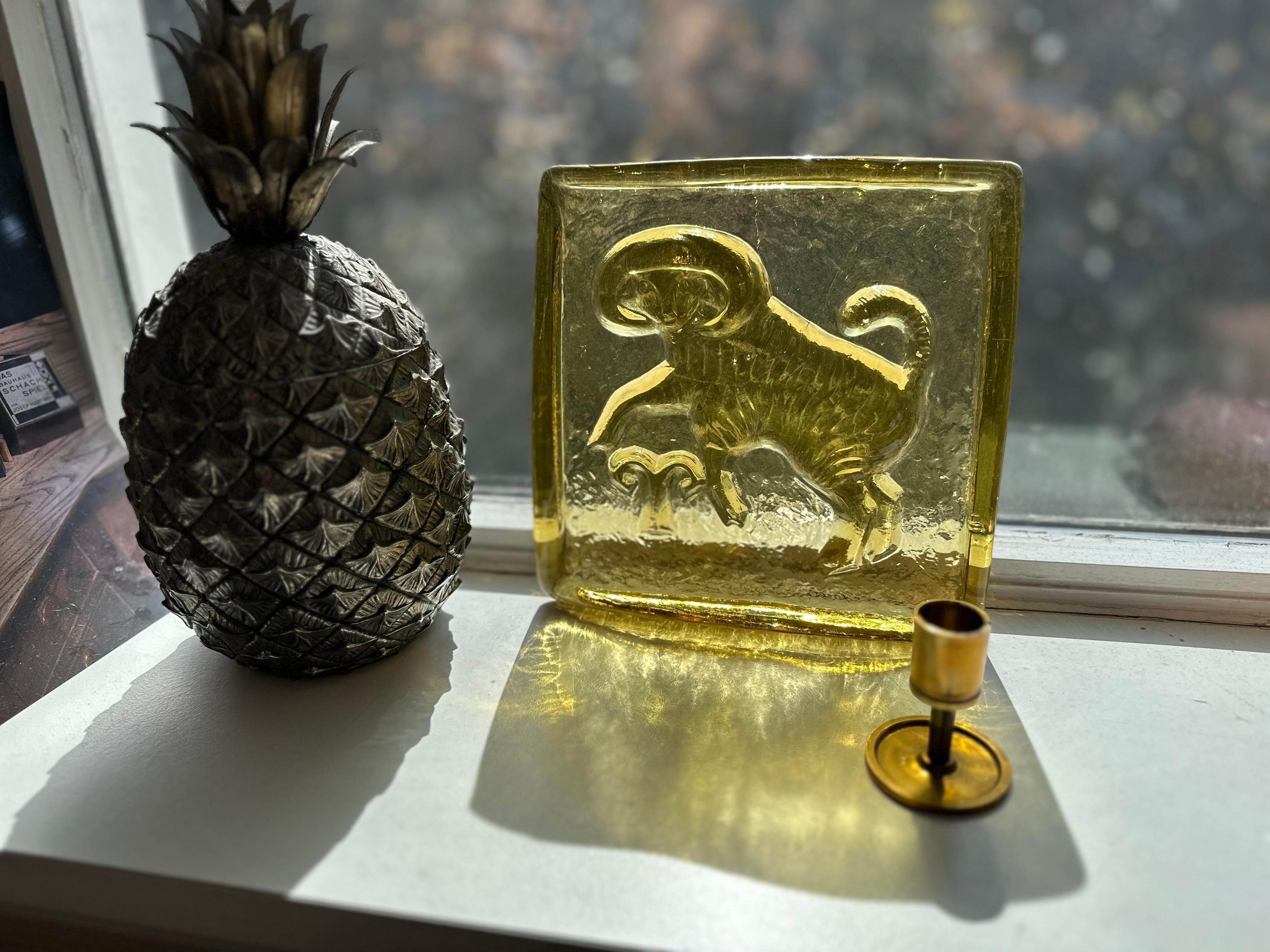 Bloque Zodíaco de Cristal Polaco de Mediados de Siglo - Capricornio en venta 4