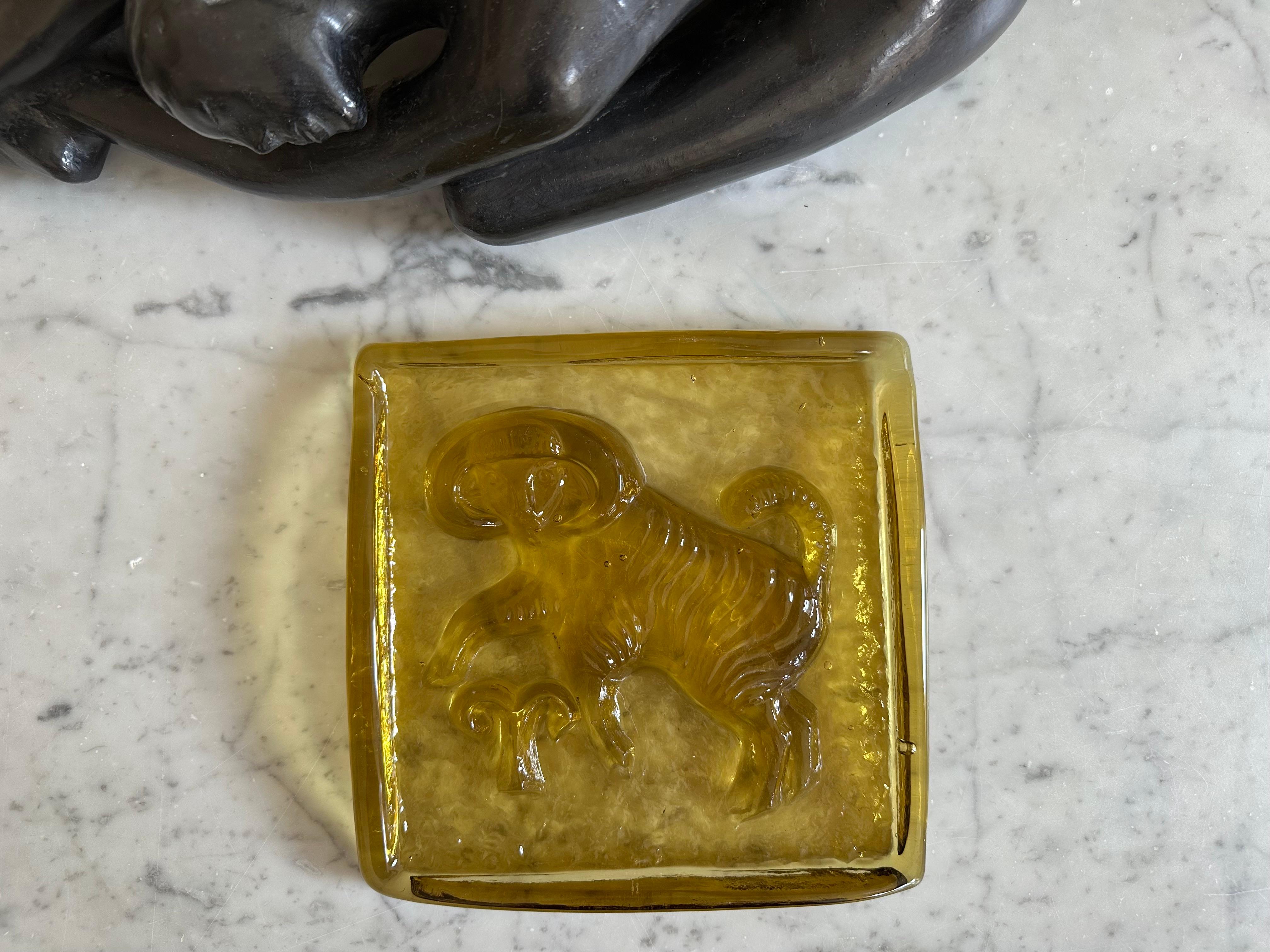 Bloque Zodíaco de Cristal Polaco de Mediados de Siglo - Capricornio Moderno de mediados de siglo en venta