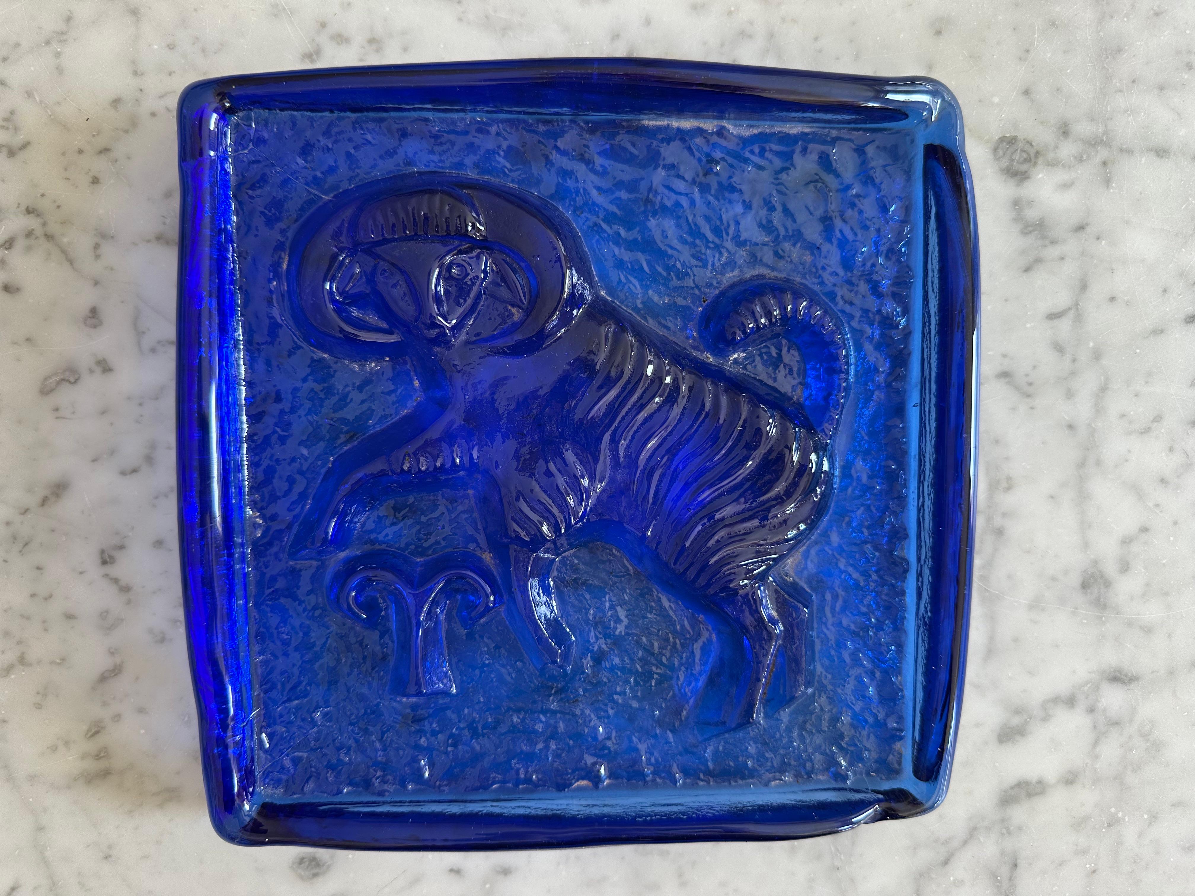 Mid-Century Modern Mid-Century Polish Glass Zodiac Block – Capricorn For Sale