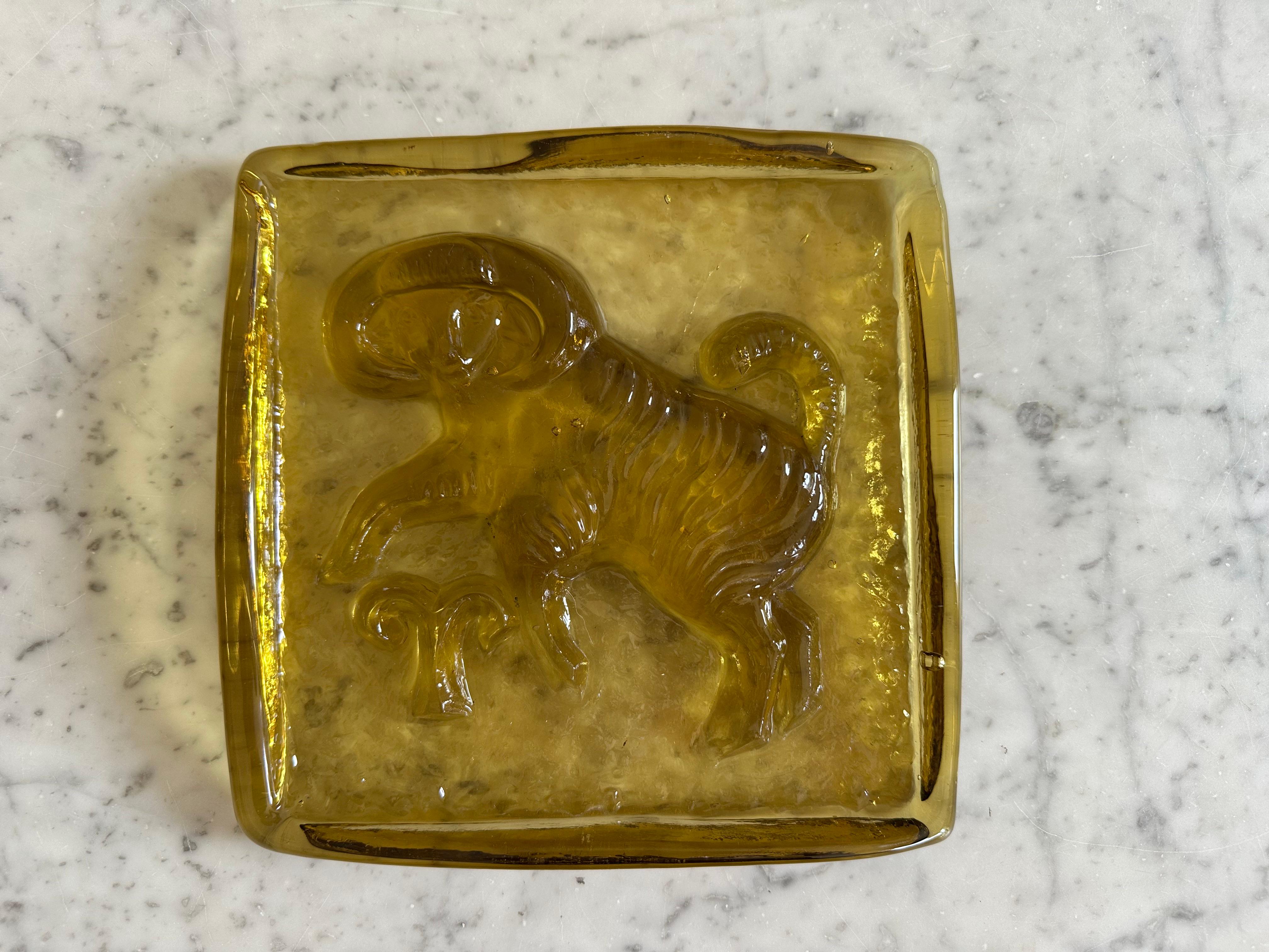 Bloque Zodíaco de Cristal Polaco de Mediados de Siglo - Capricornio en Bueno estado para la venta en Hamburg, DE