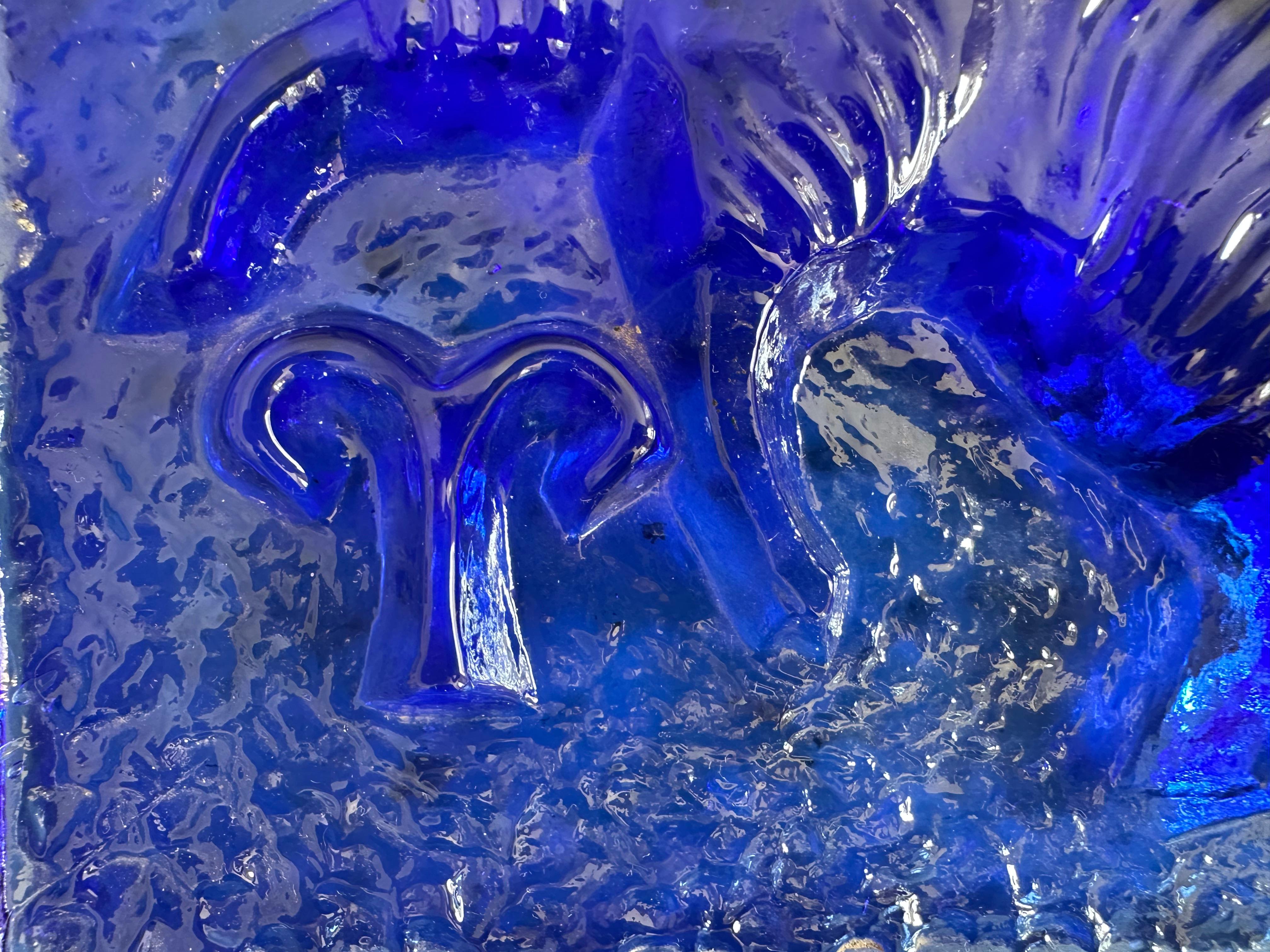 Mid-20th Century Mid-Century Polish Glass Zodiac Block – Capricorn For Sale