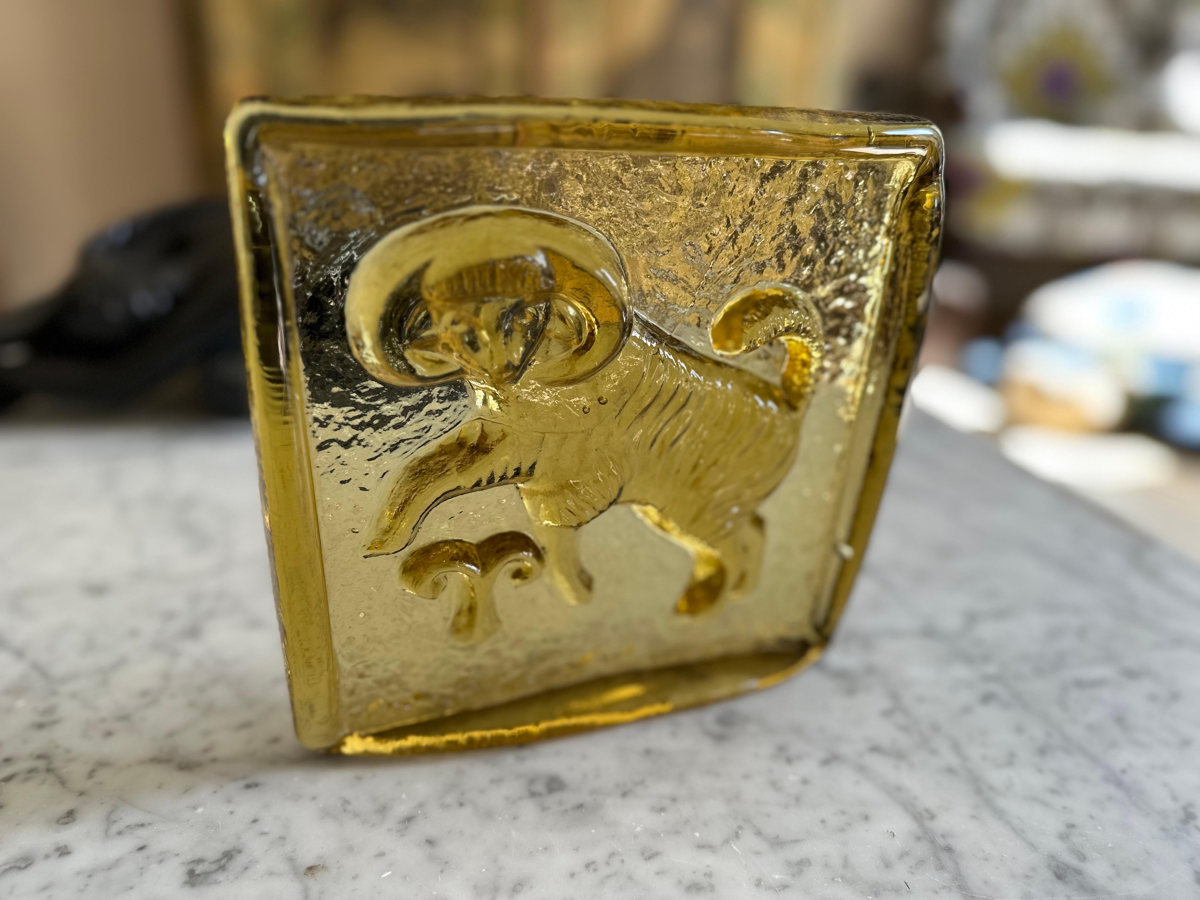 Bloque Zodíaco de Cristal Polaco de Mediados de Siglo - Capricornio en venta 2