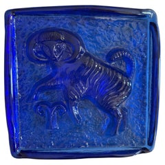 Bloc Zodiac en verre polonais du milieu du siècle - Capricorne