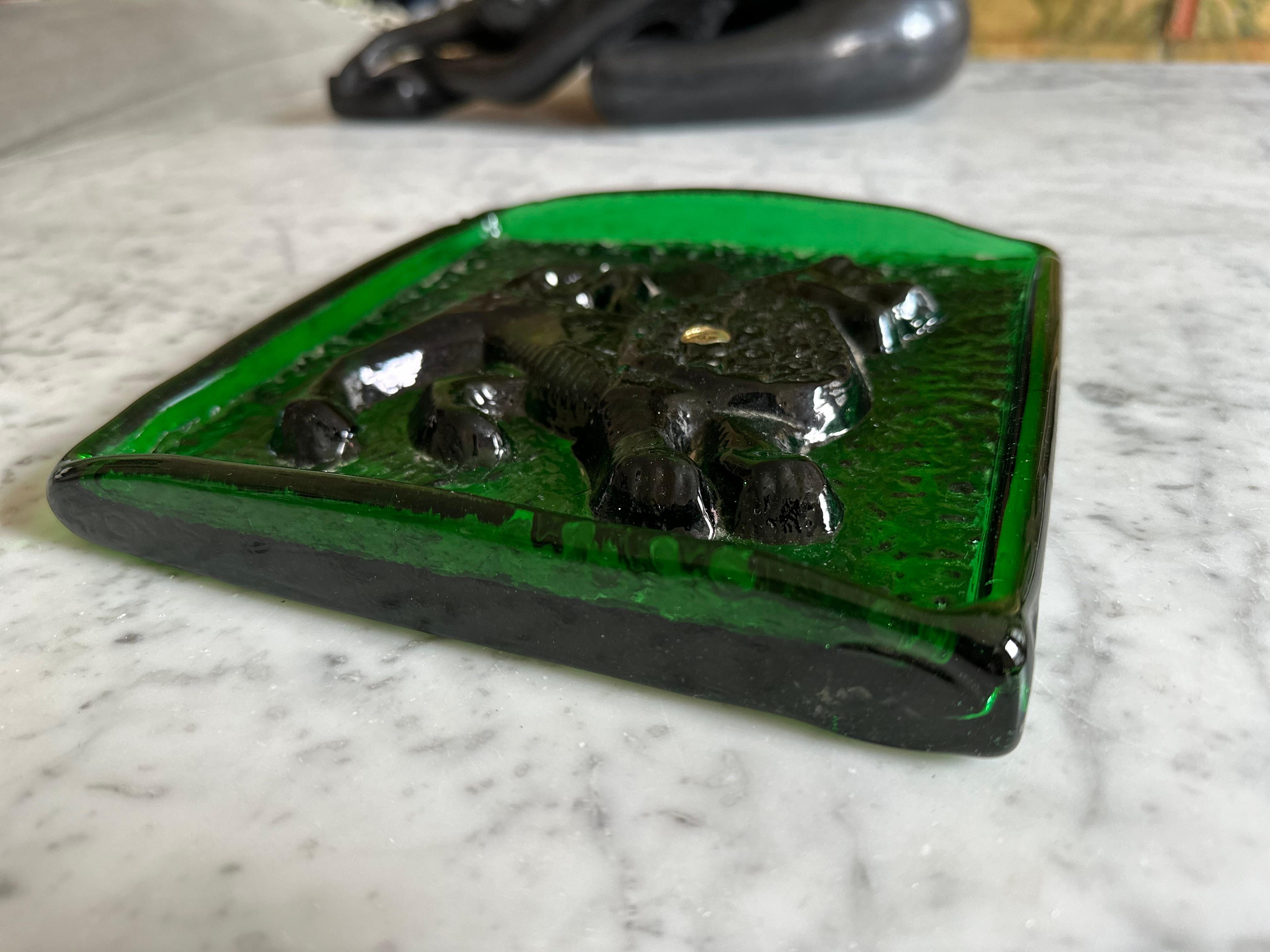Mid-Century Polish Glass Zodiac Block – Lion For Sale 2