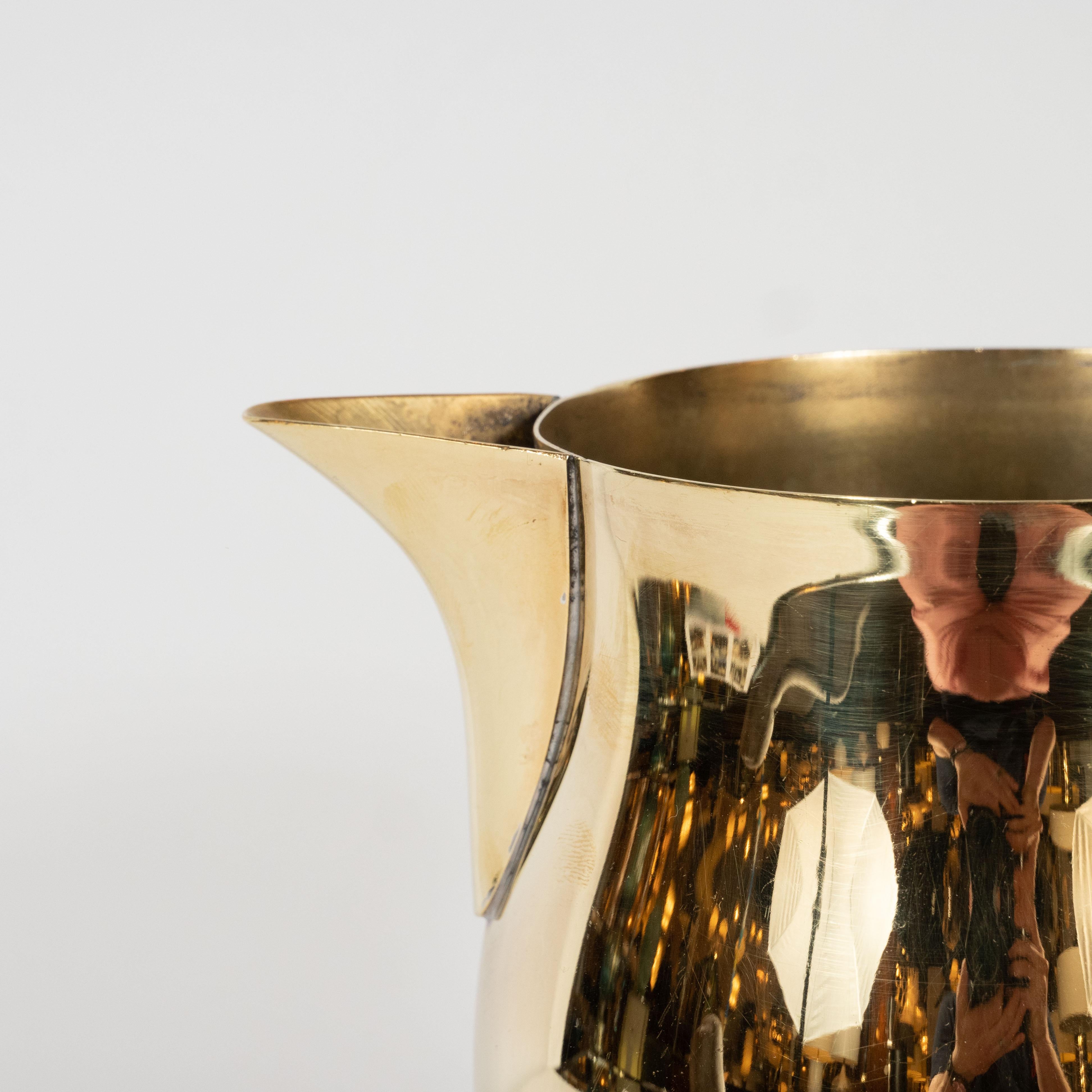 American Midcentury Polished Brass Pitcher by Tommi Parzinger for Dorlyn Silversmiths