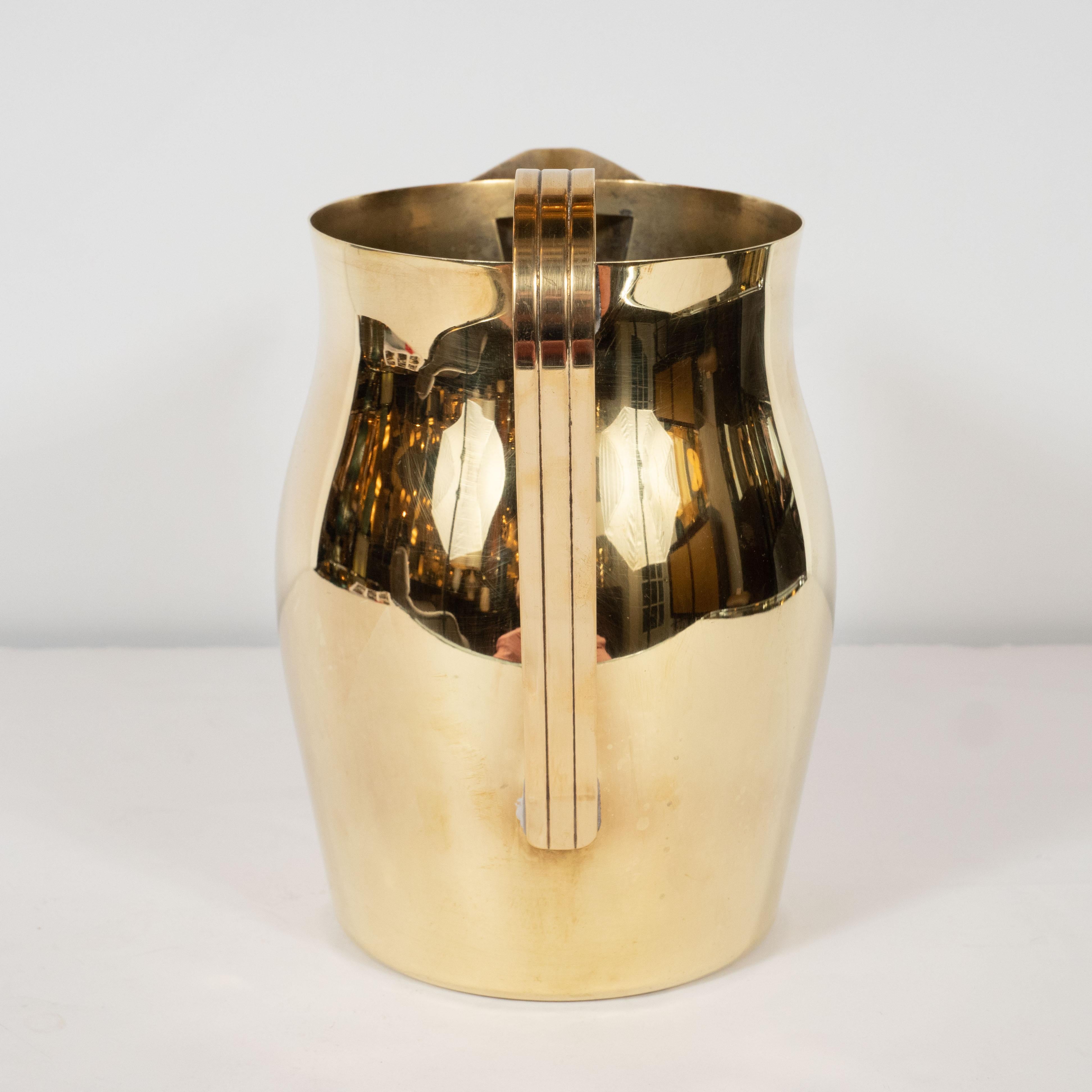 Midcentury Polished Brass Pitcher by Tommi Parzinger for Dorlyn Silversmiths In Excellent Condition In New York, NY