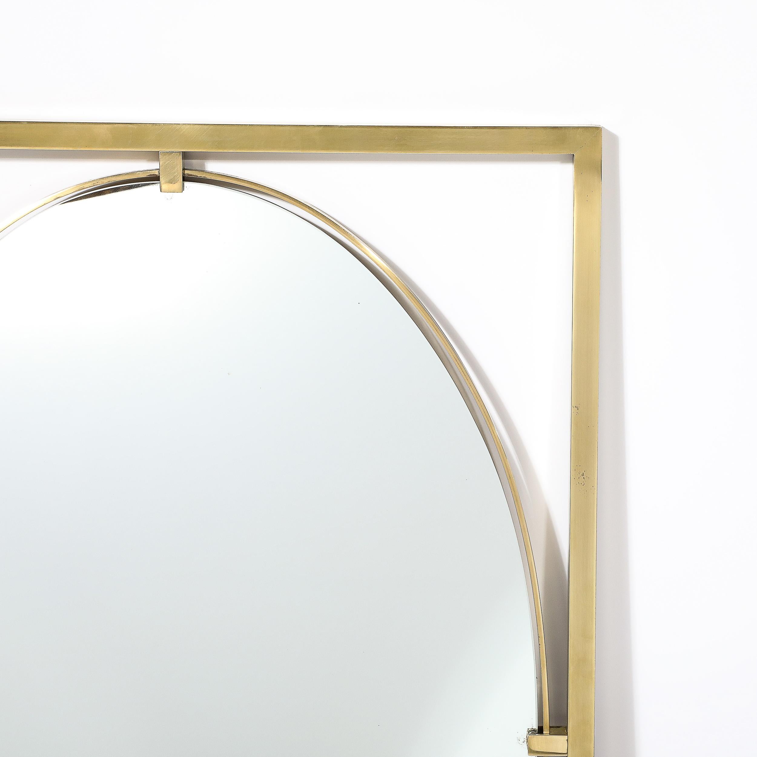 Mid-20th Century Mid-Century Polished Brass Rectilinear Open Frame Oval Mirror by John Widdicomb For Sale