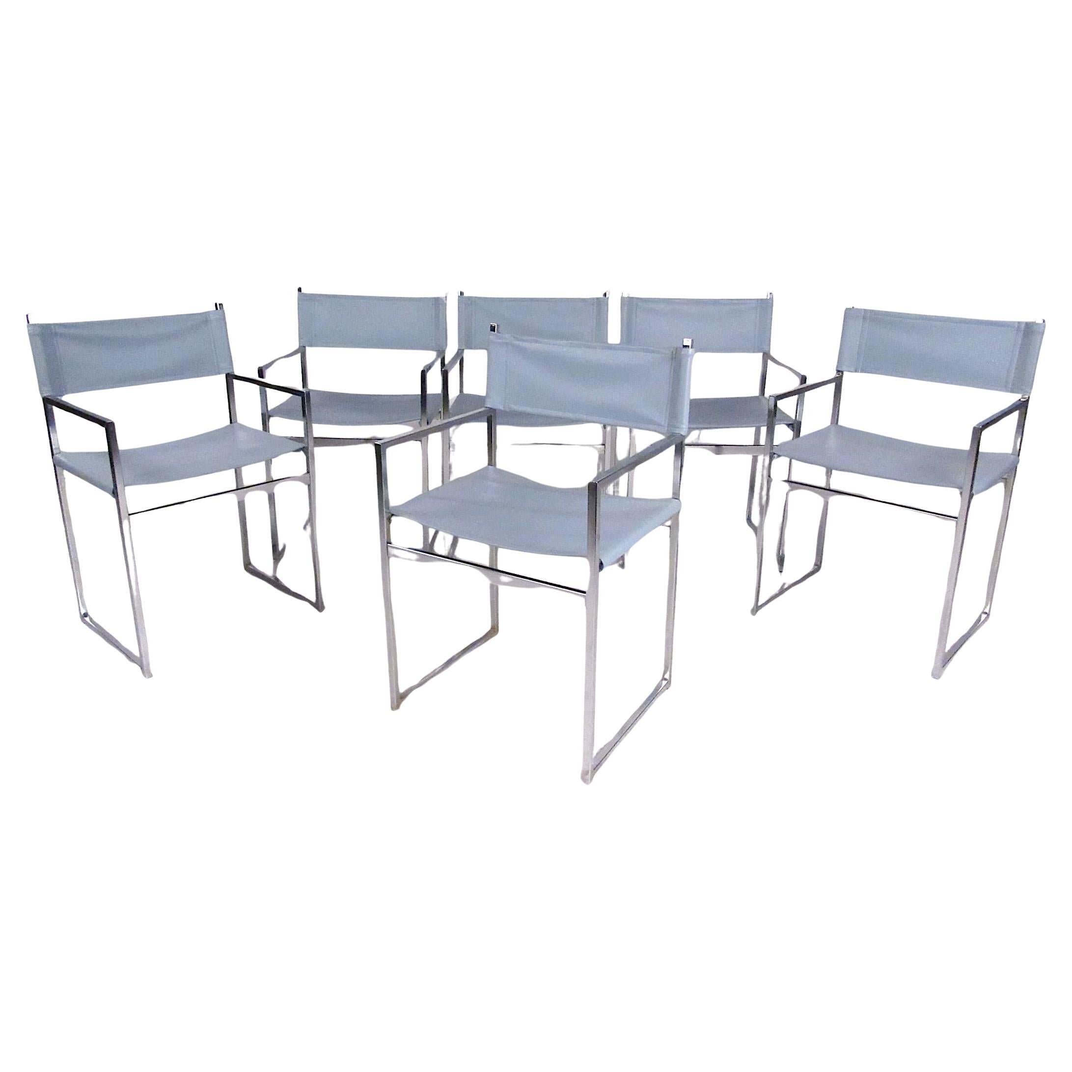 Mid-Century Polished Chrome Directors Chairs For Sale