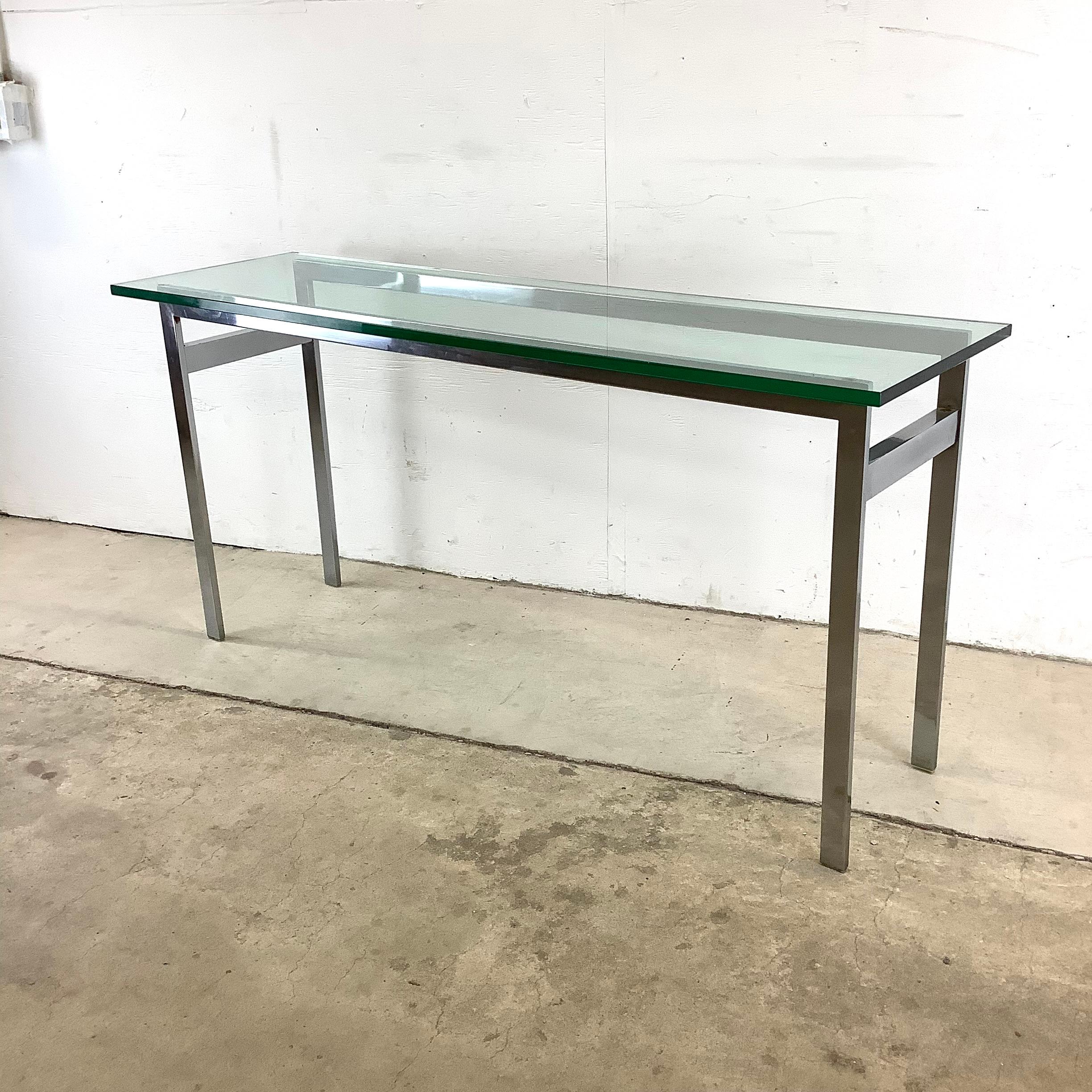 Mid-Century Modern Mid-Century Polished Flat Steel Console Table after Milo Baughman