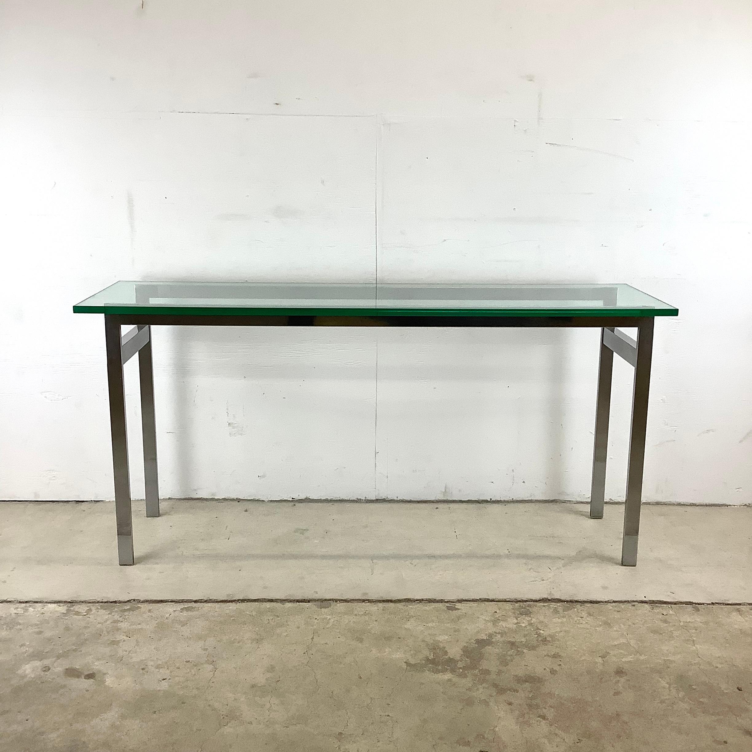 Unknown Mid-Century Polished Flat Steel Console Table after Milo Baughman
