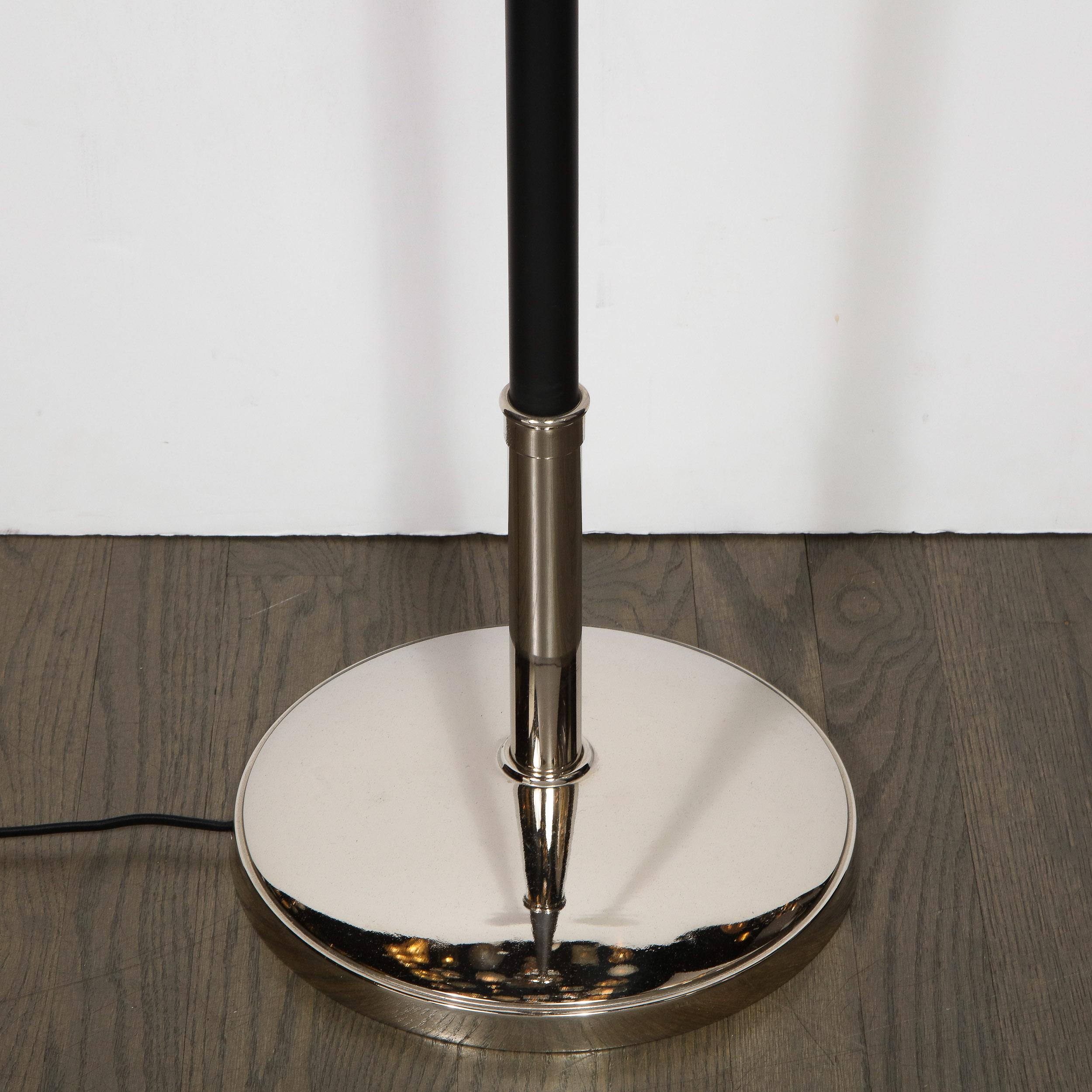 Midcentury Polished Nickel & Black Enamel Floor Lamp, Manner of Tommi Parzinger 6