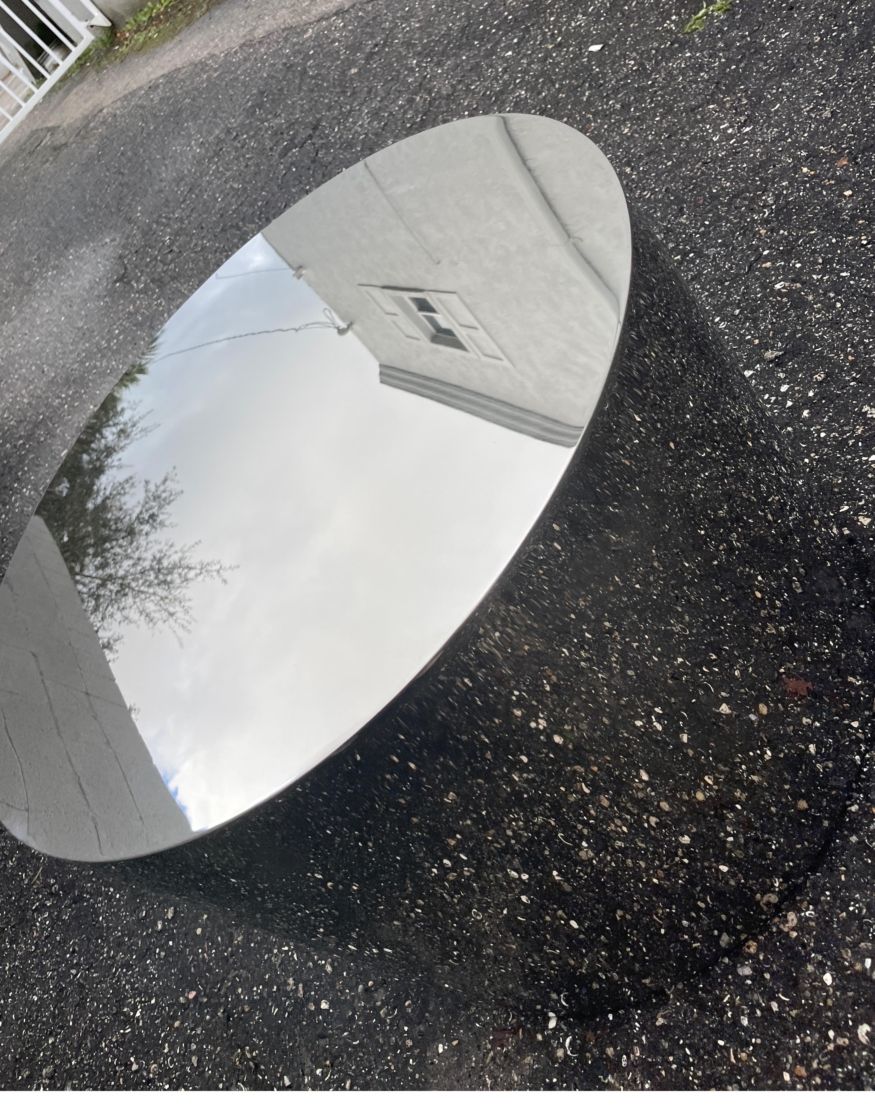 Mid Century Polished Stainless Steel Drum Table  4