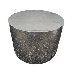 Mid Century Polished Stainless Steel Drum Table