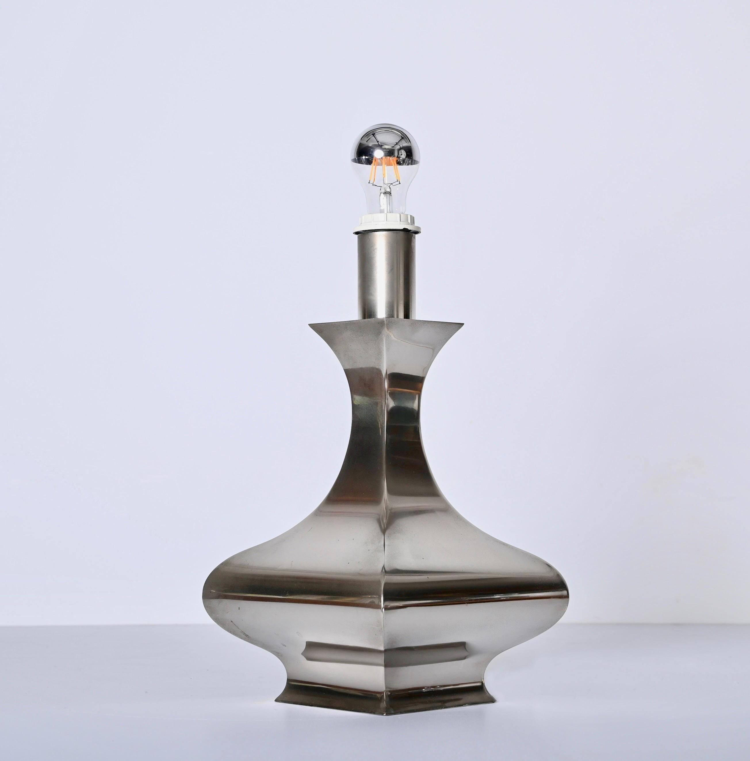 Mid-Century Polished Stainless Steel Table Lamp by Maria Pergay, France 1970s 5