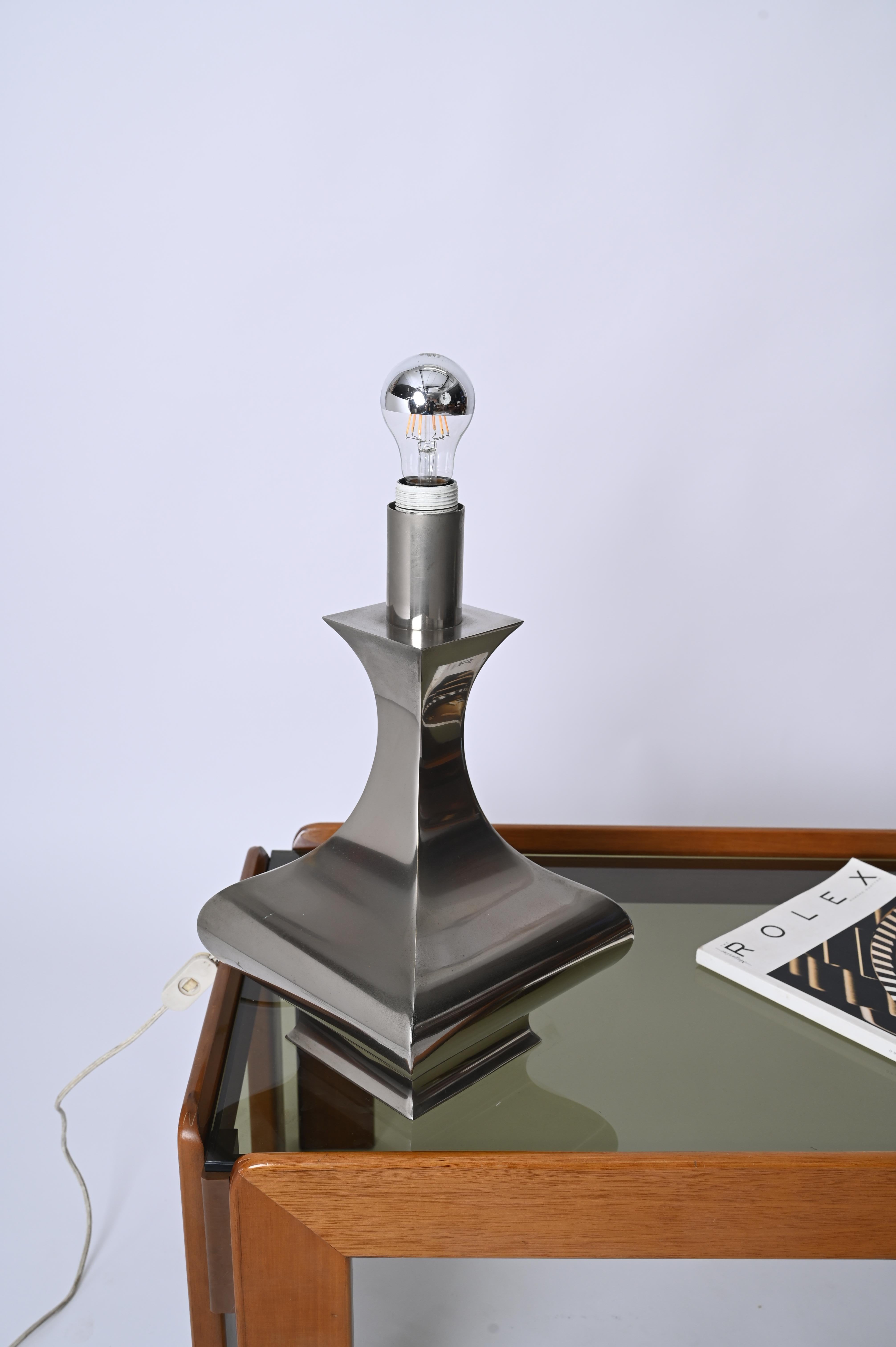 Mid-Century Polished Stainless Steel Table Lamp by Maria Pergay, France 1970s 10