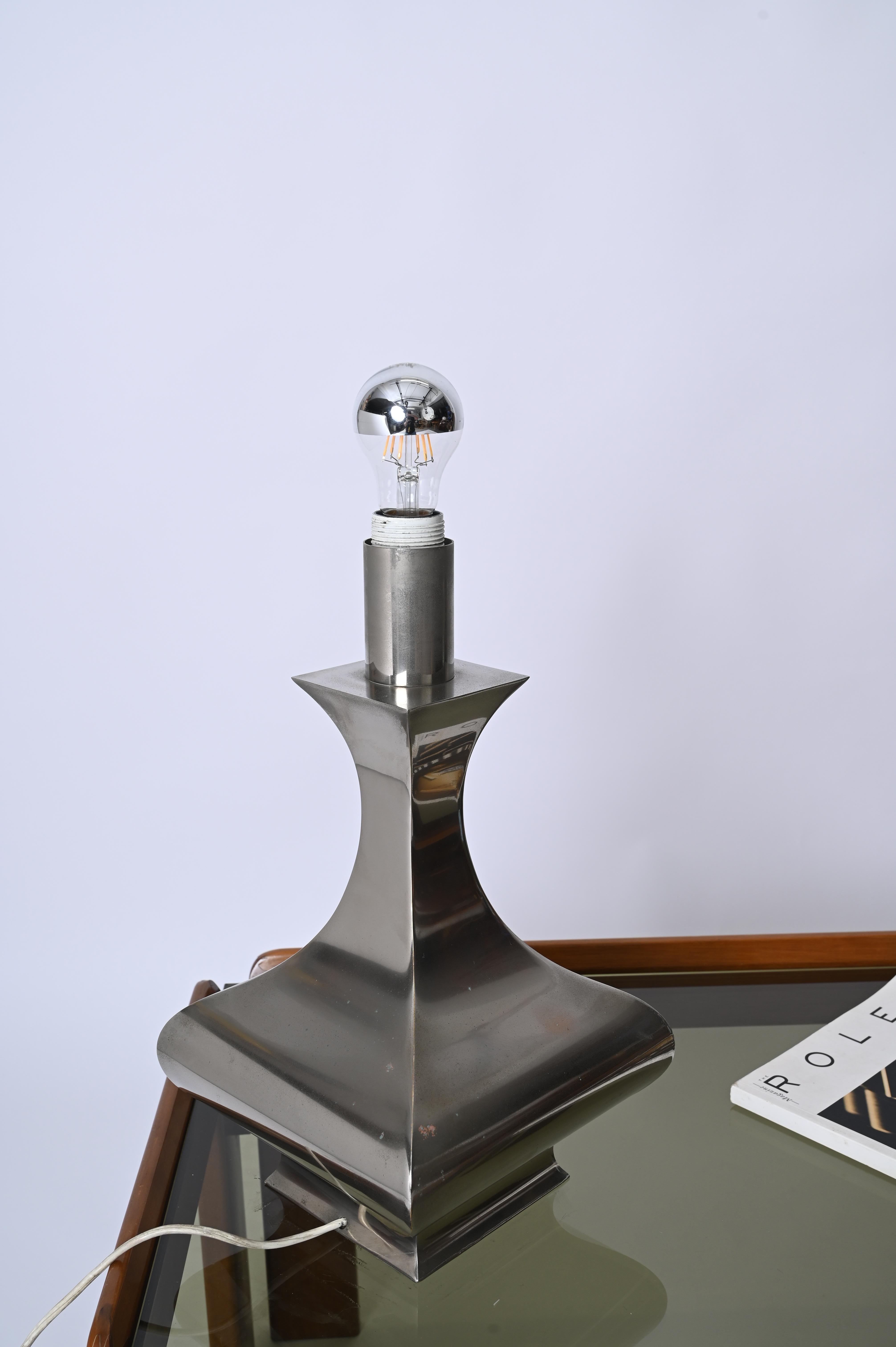 Mid-Century Polished Stainless Steel Table Lamp by Maria Pergay, France 1970s 11