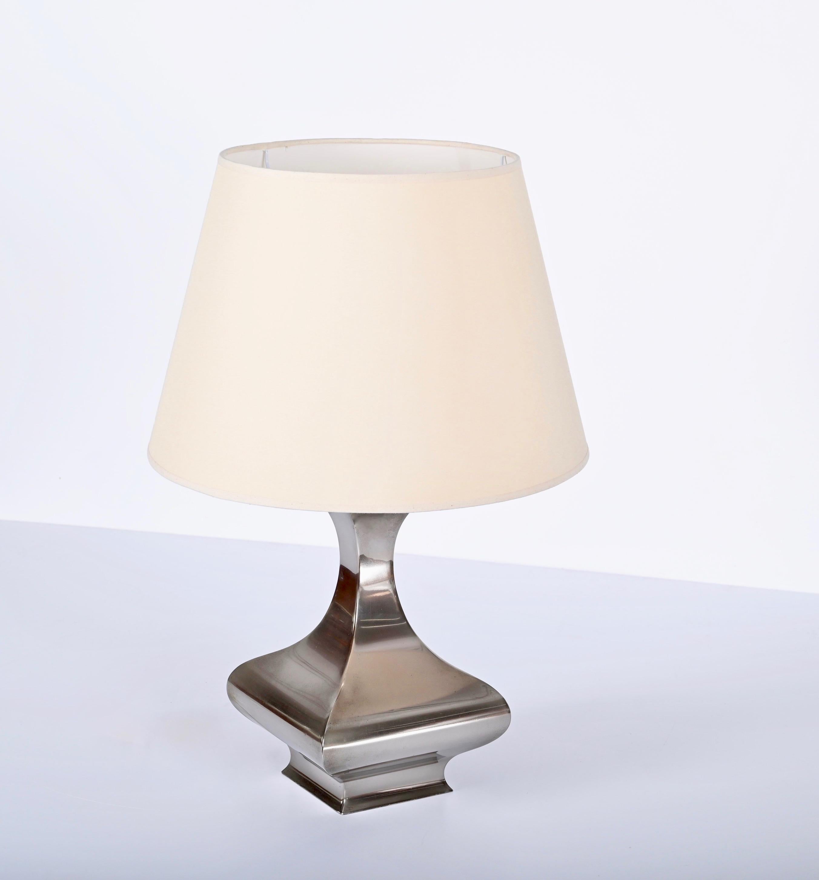 Mid-Century Modern Mid-Century Polished Stainless Steel Table Lamp by Maria Pergay, France 1970s