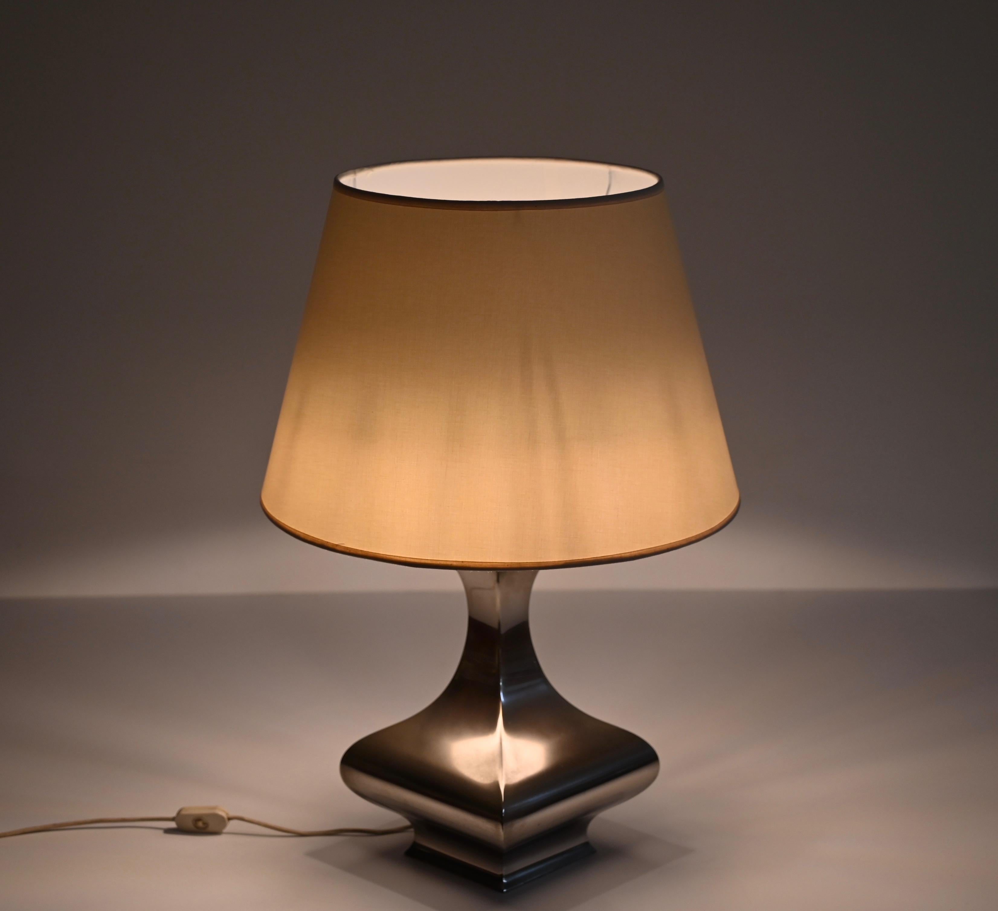 Mid-Century Polished Stainless Steel Table Lamp by Maria Pergay, France 1970s In Good Condition In Roma, IT