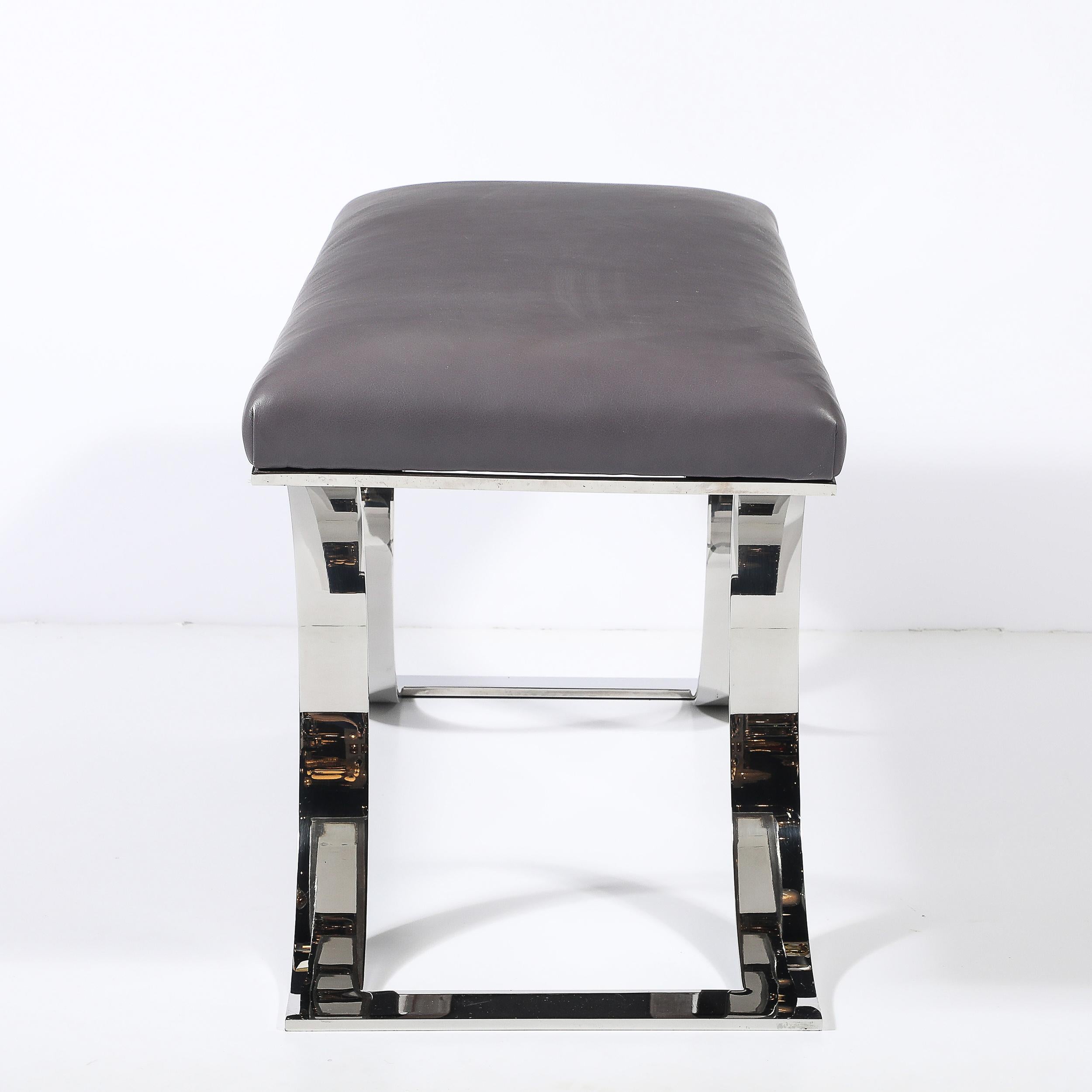 Mid-Century Polished  Banc JMF en cuir Steele & Holly par Karl Springer Excellent état - En vente à New York, NY