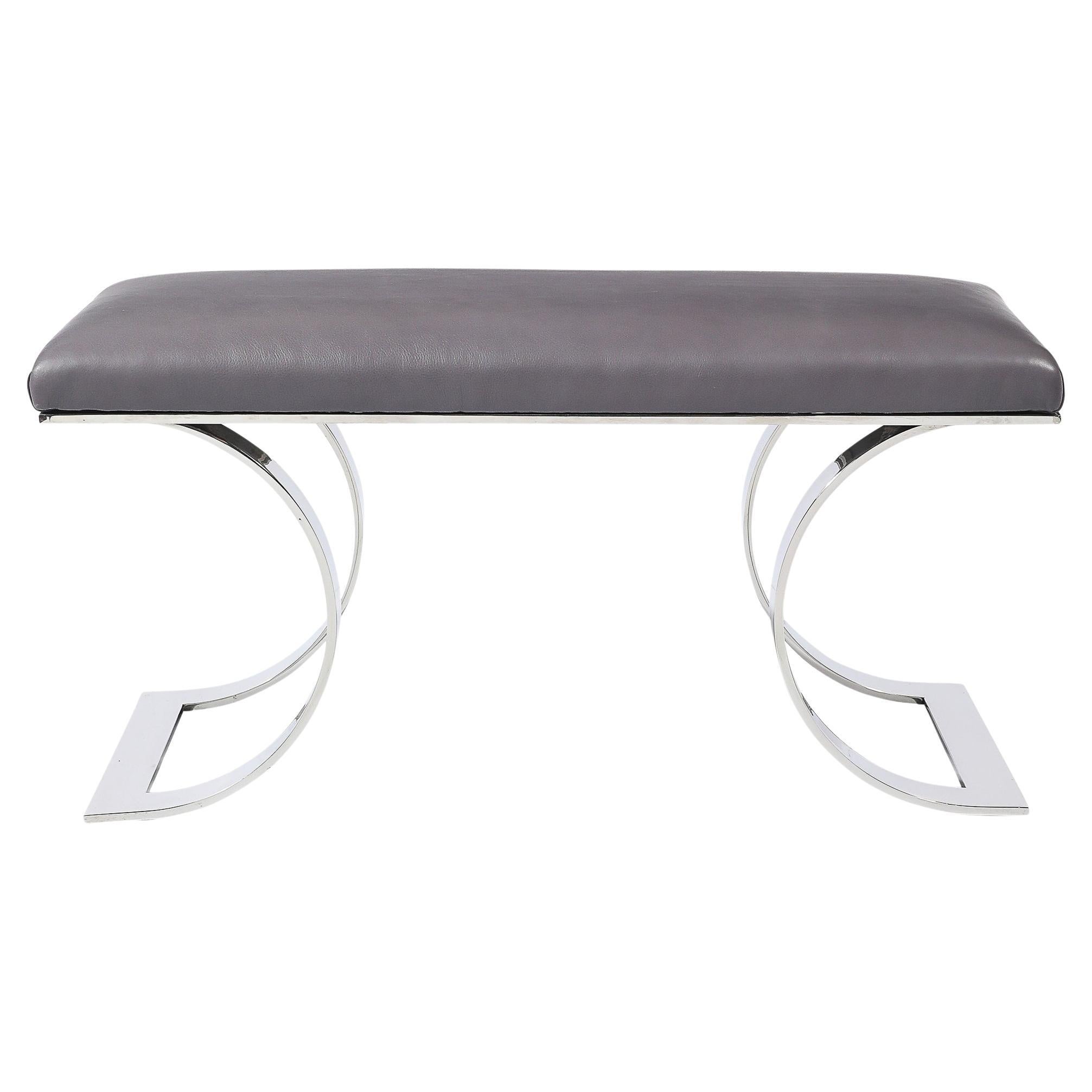 Mid-Century Lucido  Panchina JMF in pelle di Karl Springer di Steele e HolLY HUNT