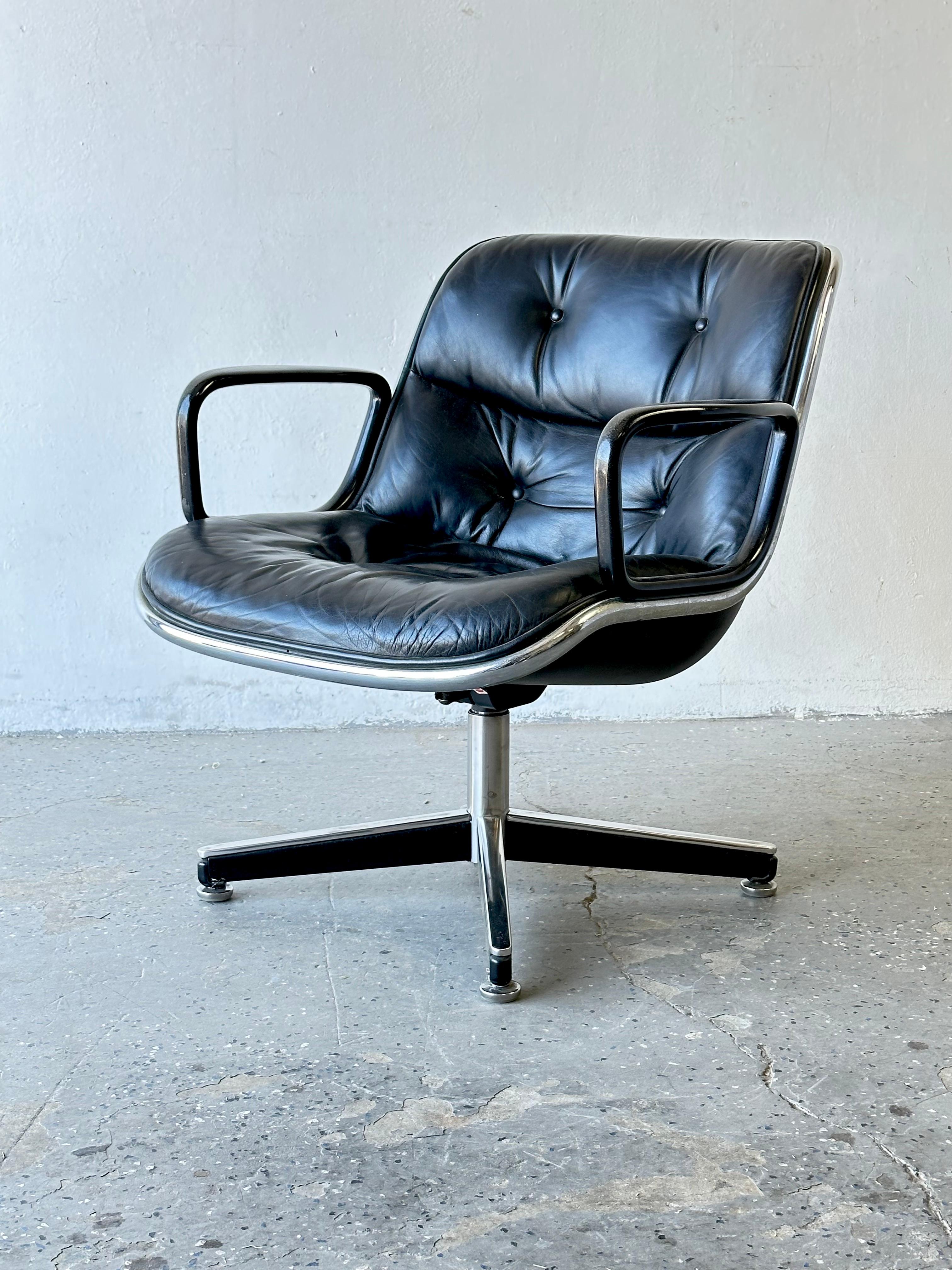 Mid-Century Modern Midcentury Pollock Executive Chair / Knoll, Leather and Chrome